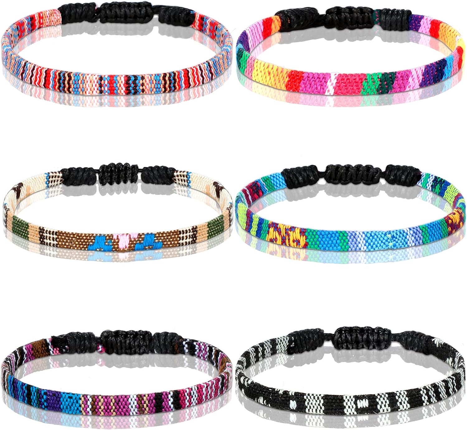 6 Pieces Ankle Bracelet Adjustable Boho Surfer Anklet Bracelet Thin Rope Unisex Handmade Beach Anklet Boho Colorful Ankle Bracelet Bohemia Anklet Chain Jewelry Festival Accessories (Charming Style): Clothing, Shoes & Jewelry