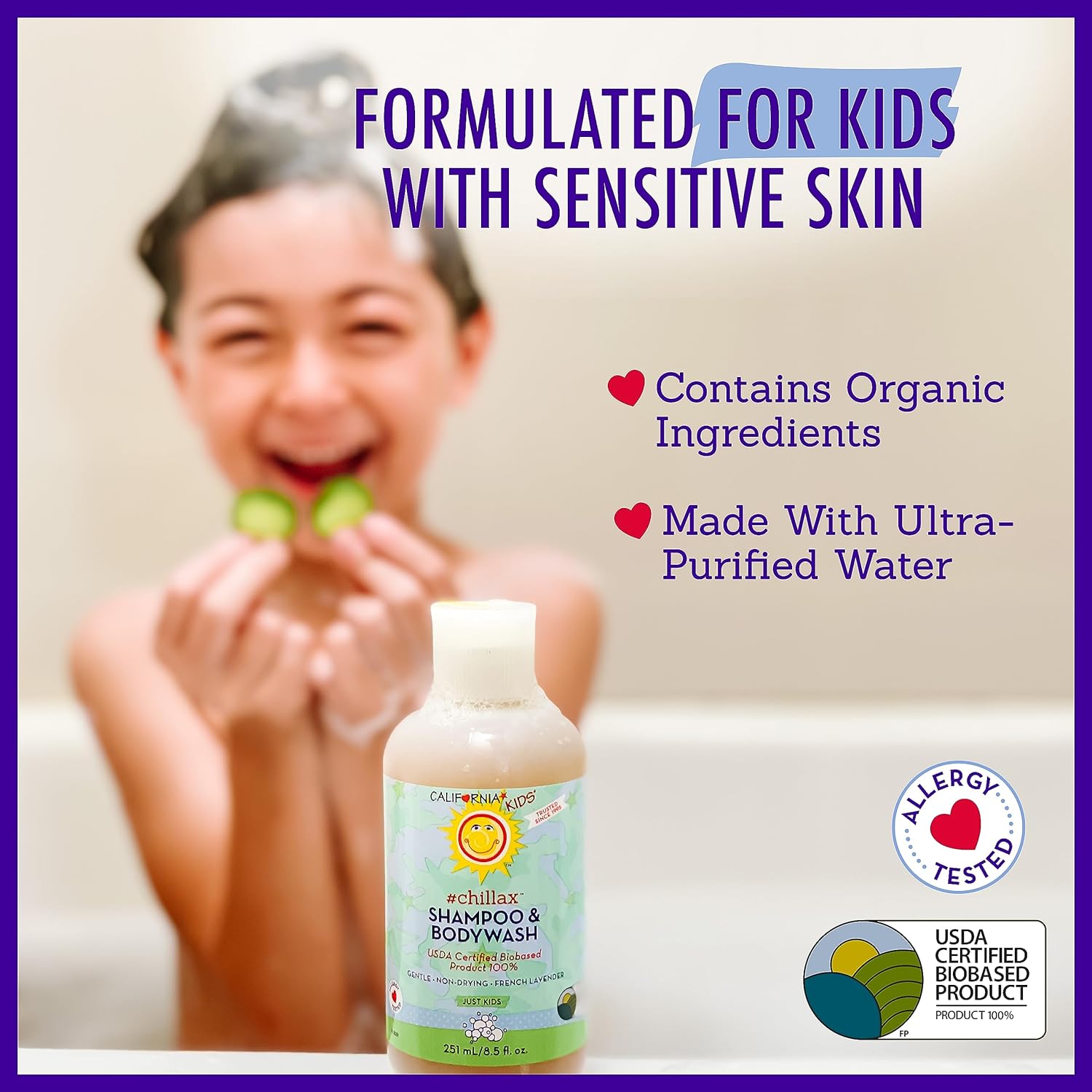 California Kids Chillax Shampoo and Bodywash | 100% Plant-Based | Gentle Skincare | Lavender Shampoo for Kids + Teens | Hypoallergenic Bodywash | 562 mL / 19 oz. - Image 4