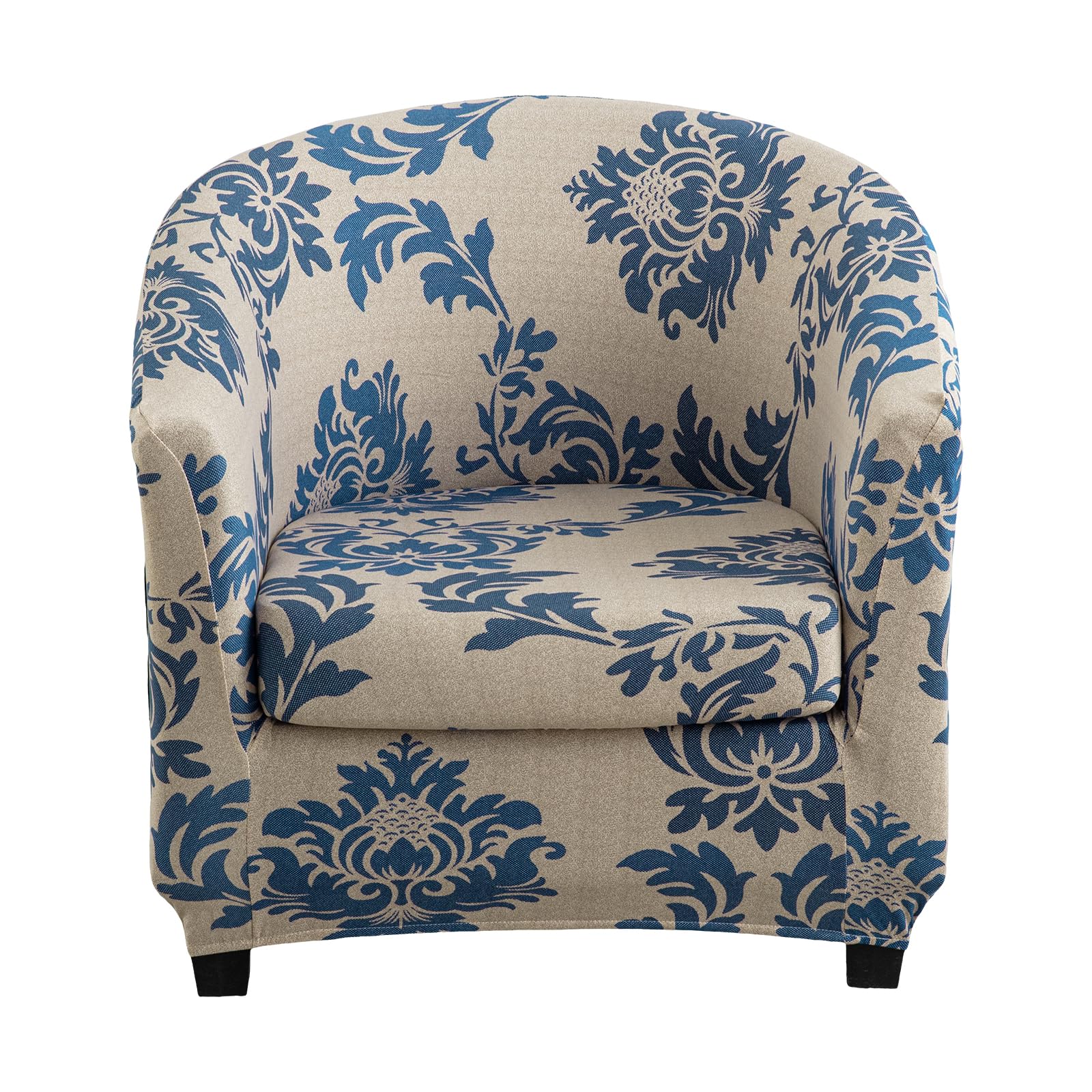 KRFOONN Club Chair Slipcover 2 Piece Stretch Printed Round Barrel Chair Covers Removable Tub Chair Slipcover with Elastic Bottom Chair Coverings Furniture Protector Cover for Living Room, B13