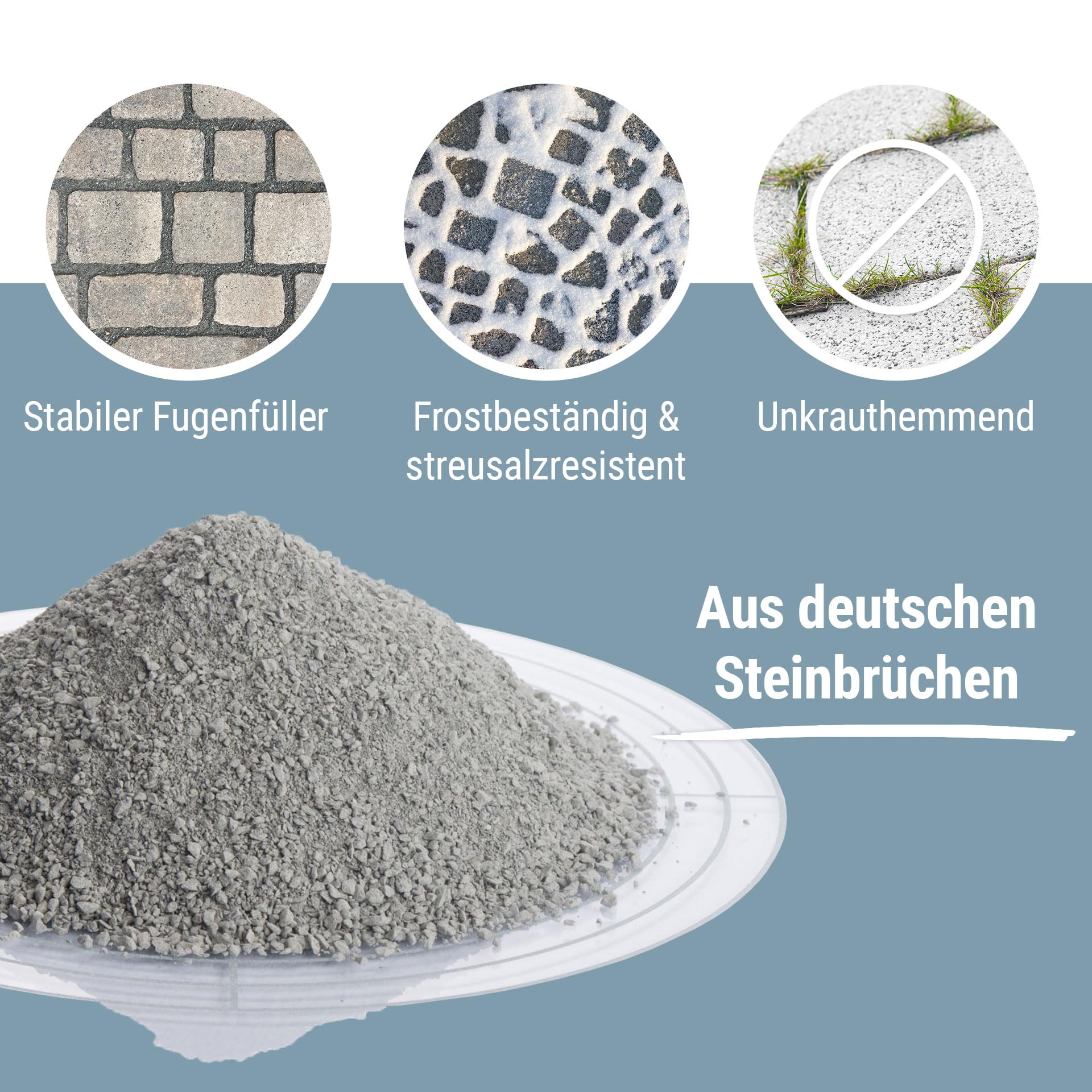 Schicker Mineral Diabas Fugensand grau 0-2 mm 25 kg, Brechsand zum Einkehren in Pflasterfugen aus Naturgestein