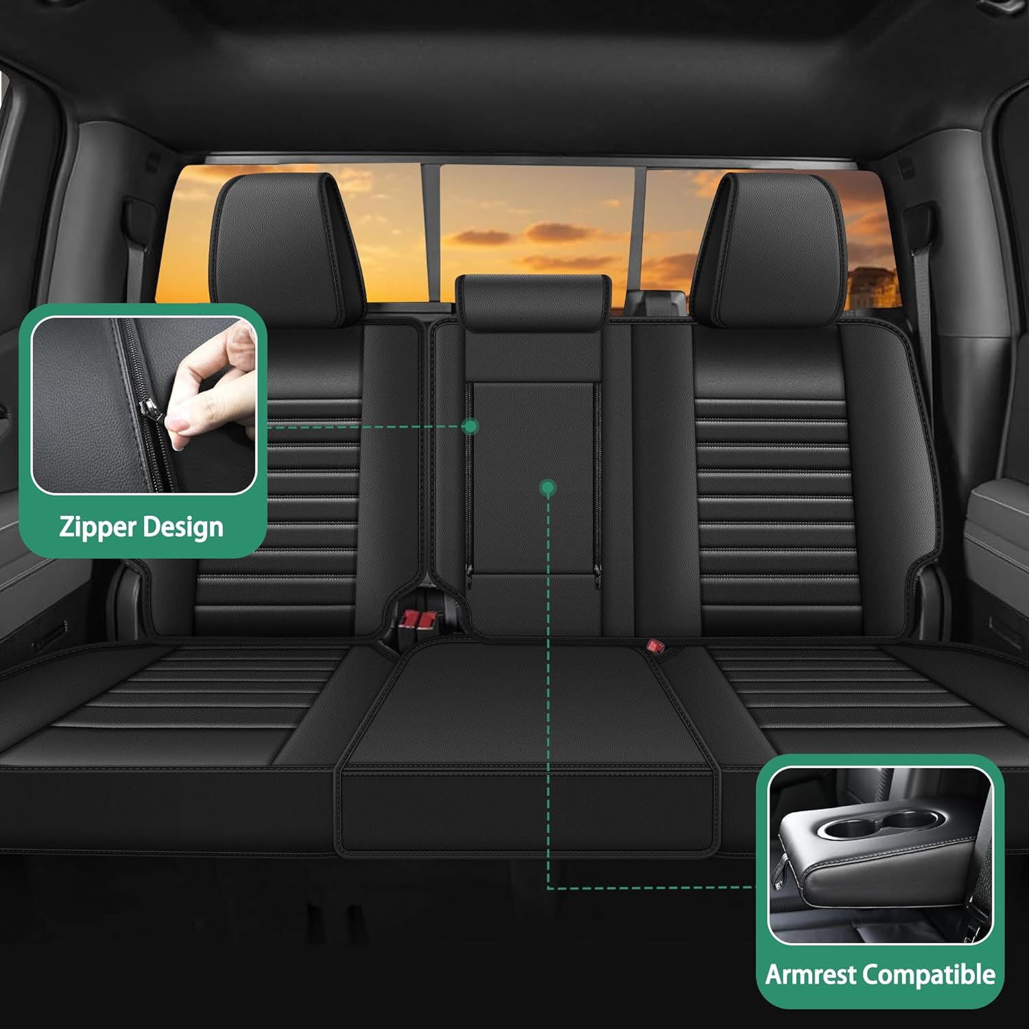 Floor Mats & Seat Covers Fit for 2020-2026 Chevy Silverado/GMC Sierra 1500/2500HD/3500HD Crew Cab - 1st & 2nd Row Custom Fit Truck Protection Accessories (Without Rear Underseat Storage Box)