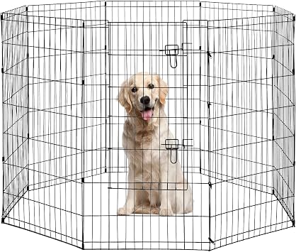BestPet | Foldable Dog Playpen | 42 Inch, 8 Panels | Metal Pet Exercise Pen | Indoor Outdoor Portable Dog Fence with Door | Removable, Rust-Resistant Secure Pet Kennel | Easy to Assemble