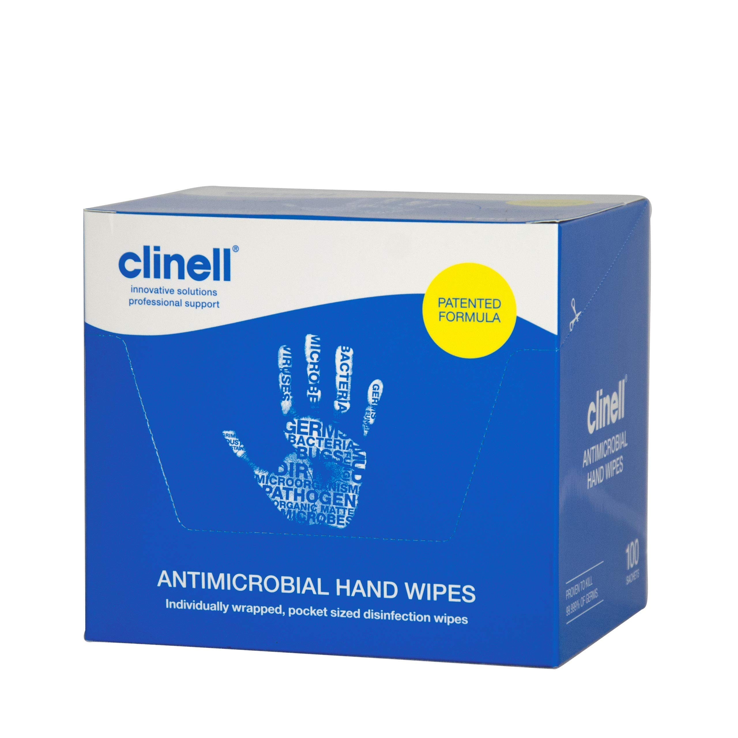 Clinell Antibacterial Hand Wipes - Box of 100 Sachets