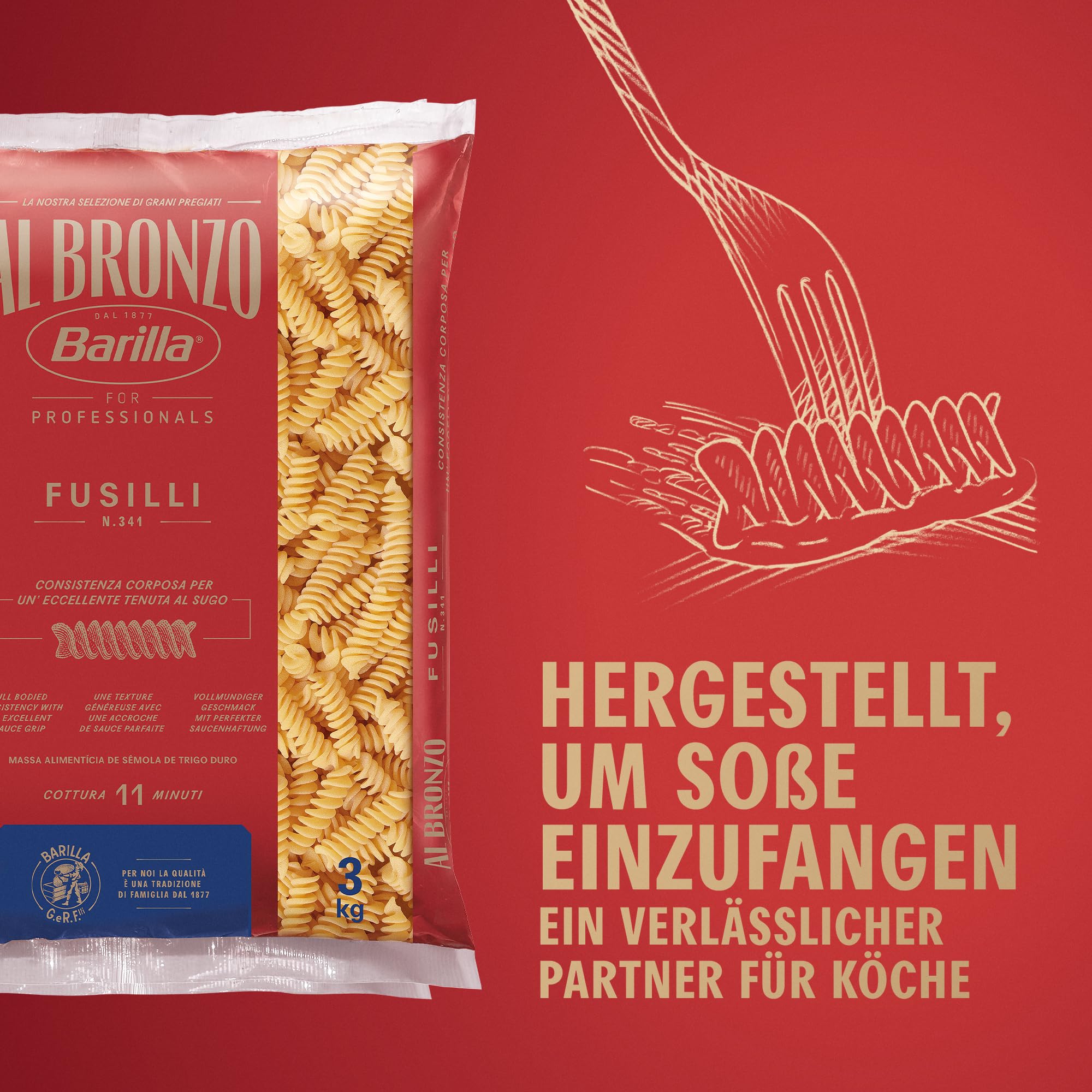 Barilla Nudeln Al Bronzo Pasta Fusilli 3kg | Der Premium-Partner für die anspruchsvolle Küche