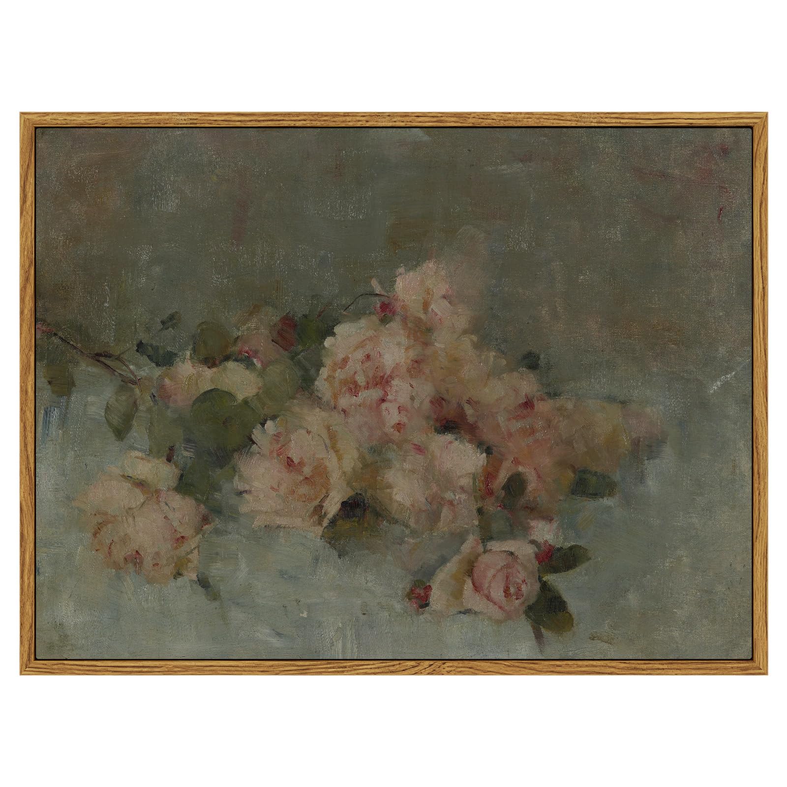 InSimSea Framed Wall Art - Classical Oil Painting 'Roses' - Multi-room Decor - 12x16in