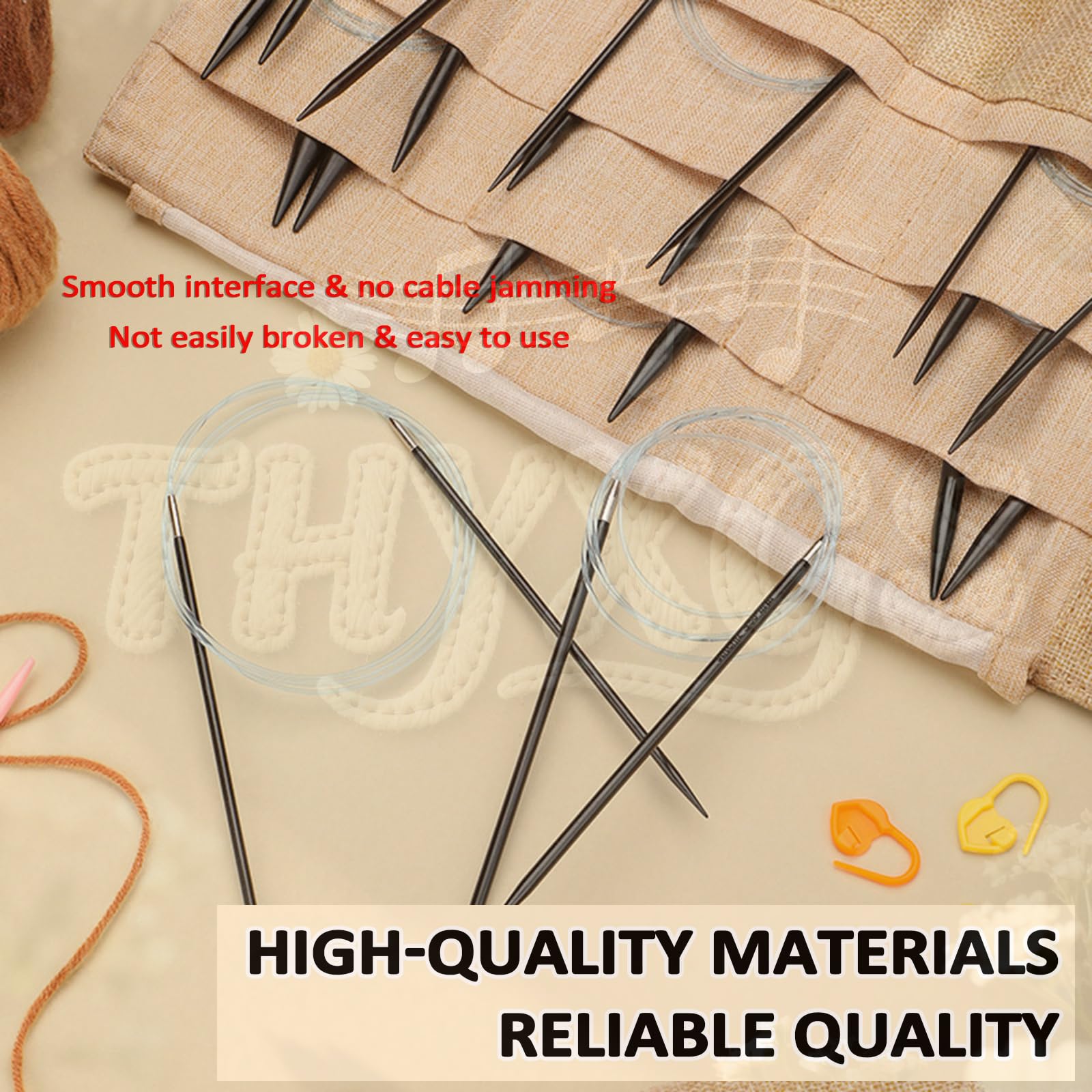 Juego De 11 Agujas Circulares De Madera De 2,5-8 Mm Para Tejer, De Palisandro, Con Bolsa De Almacenamiento, Para Tejer Circular Sin Costuras, Suave Y Flexible, Para Tejer Todo Tipo De Lana