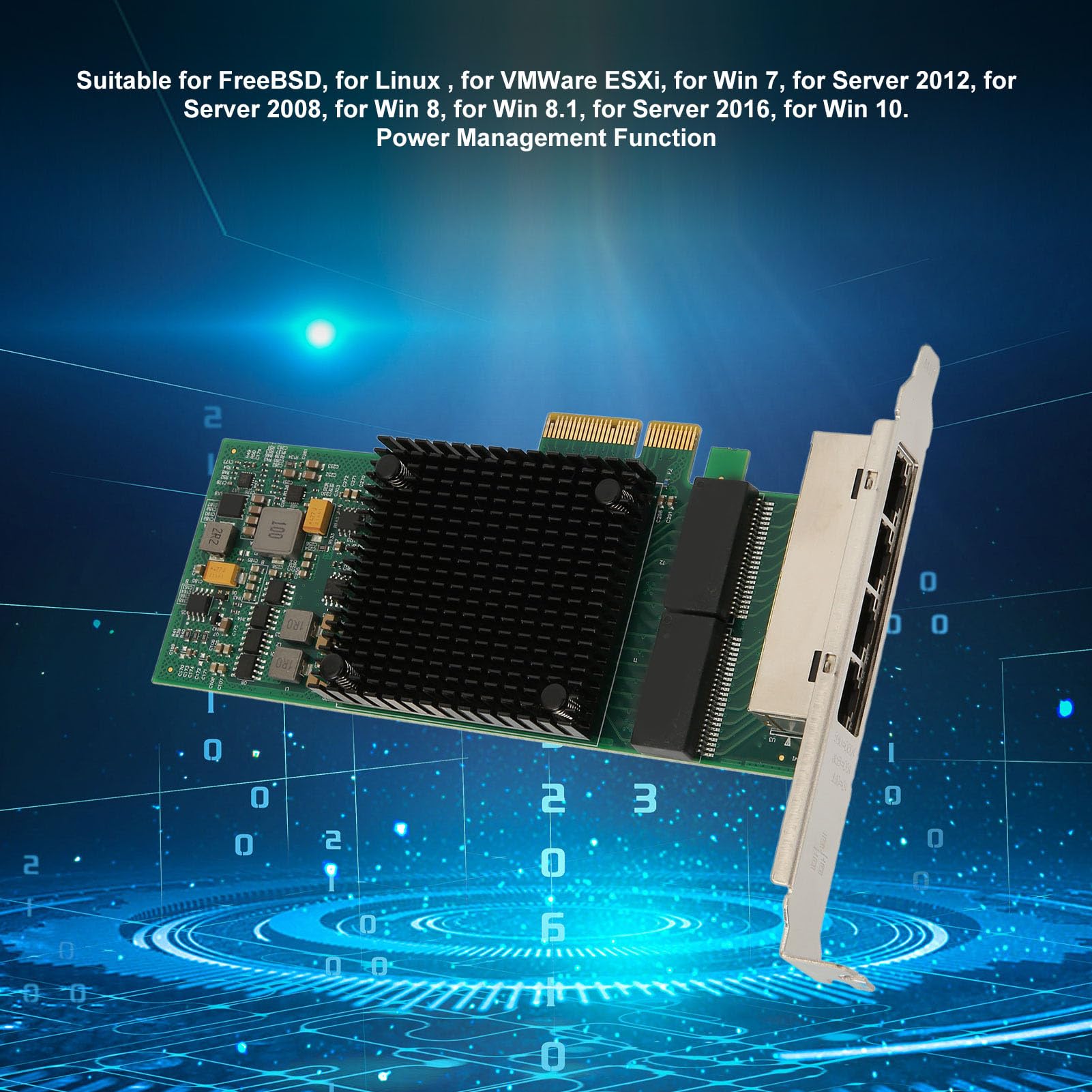Tarjeta de Red PCIe, Adaptador Gigabit Ethernet de 1000 Mbps con Administración de Energía, Virtualización Flexible, Compatible con //VMware ESXi, Adecuada para Servidores