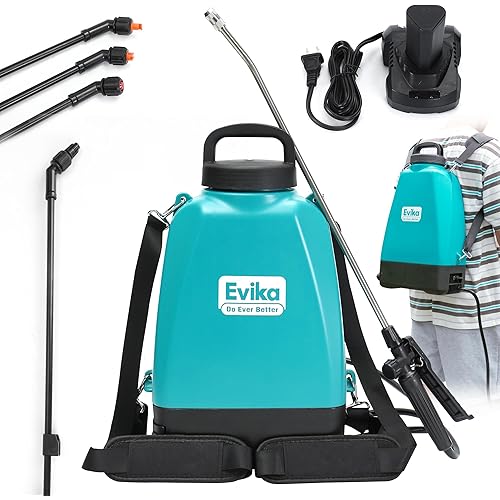 2 Gallon Backpack Electric Sprayer, Pressure Sprayer with 5 Nozzles, Professional Battery Powered Sprayer for Weed, Sterilisation, Garden and Yard, 2 Wands for Pros Removing, Degreasing or Cleaning