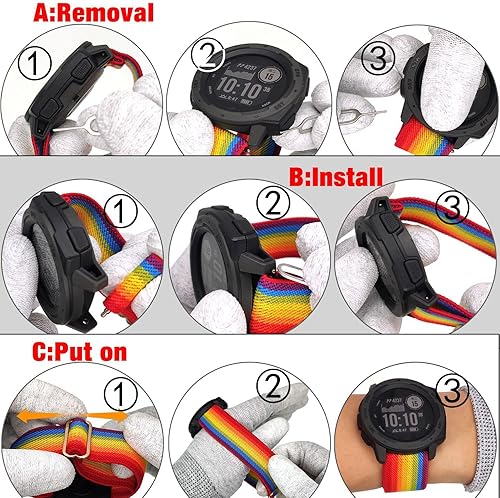 Miniatura 7 de Abanen Correa elástica de reloj de 0.866 in para Garmin InstinctInstinct 2 Solar, correa de nailon elástico suave y ultraligera para Garmin Instinct