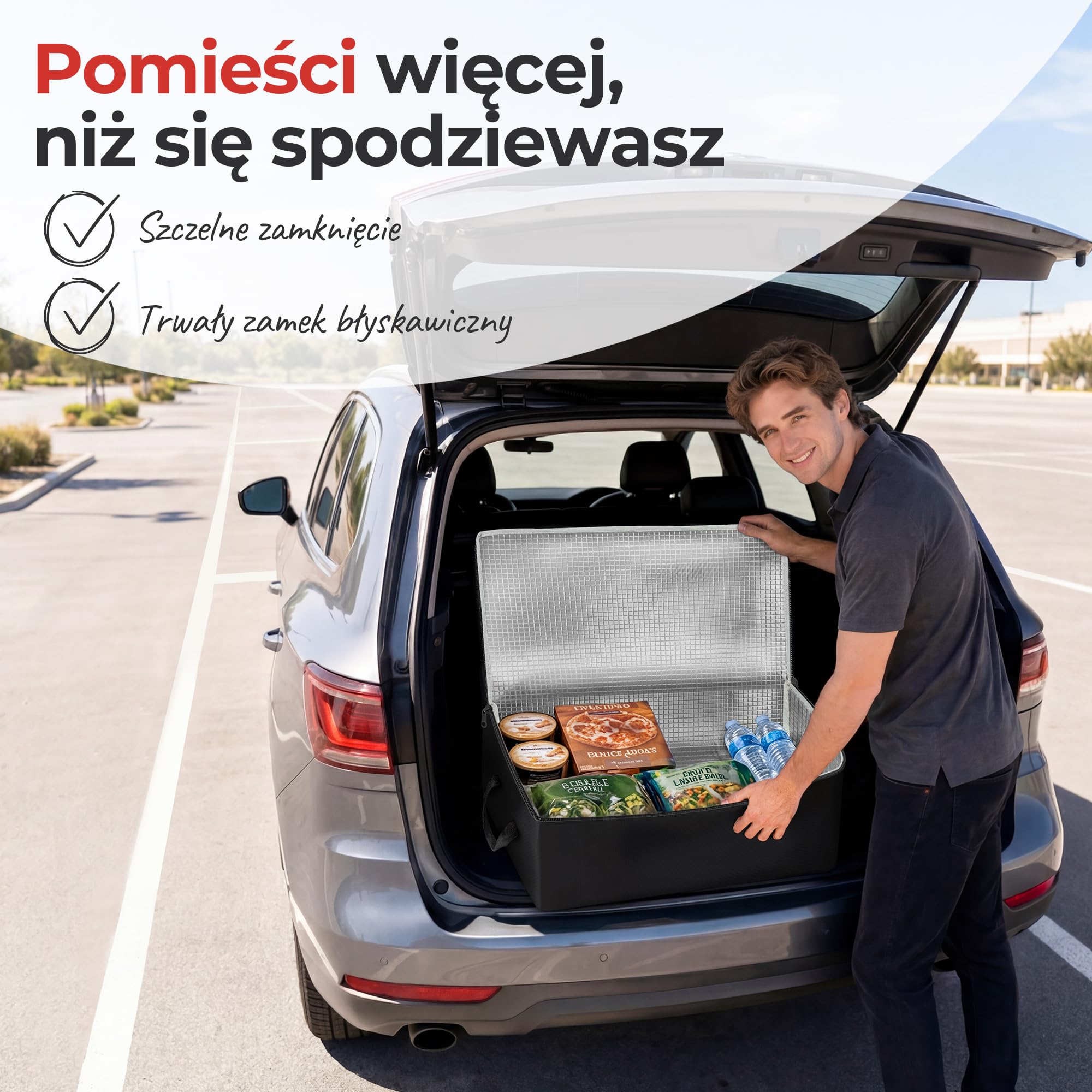 achilles Torba izolowana, torba termiczna, składana chłodnica, torba dostawcza do utrzymywania ciepła żywności z funkcją chłodzenia, czarna 57 cm x 37 cm x 25 cm, czarna, 57 cm x 37 cm x 25 cm,