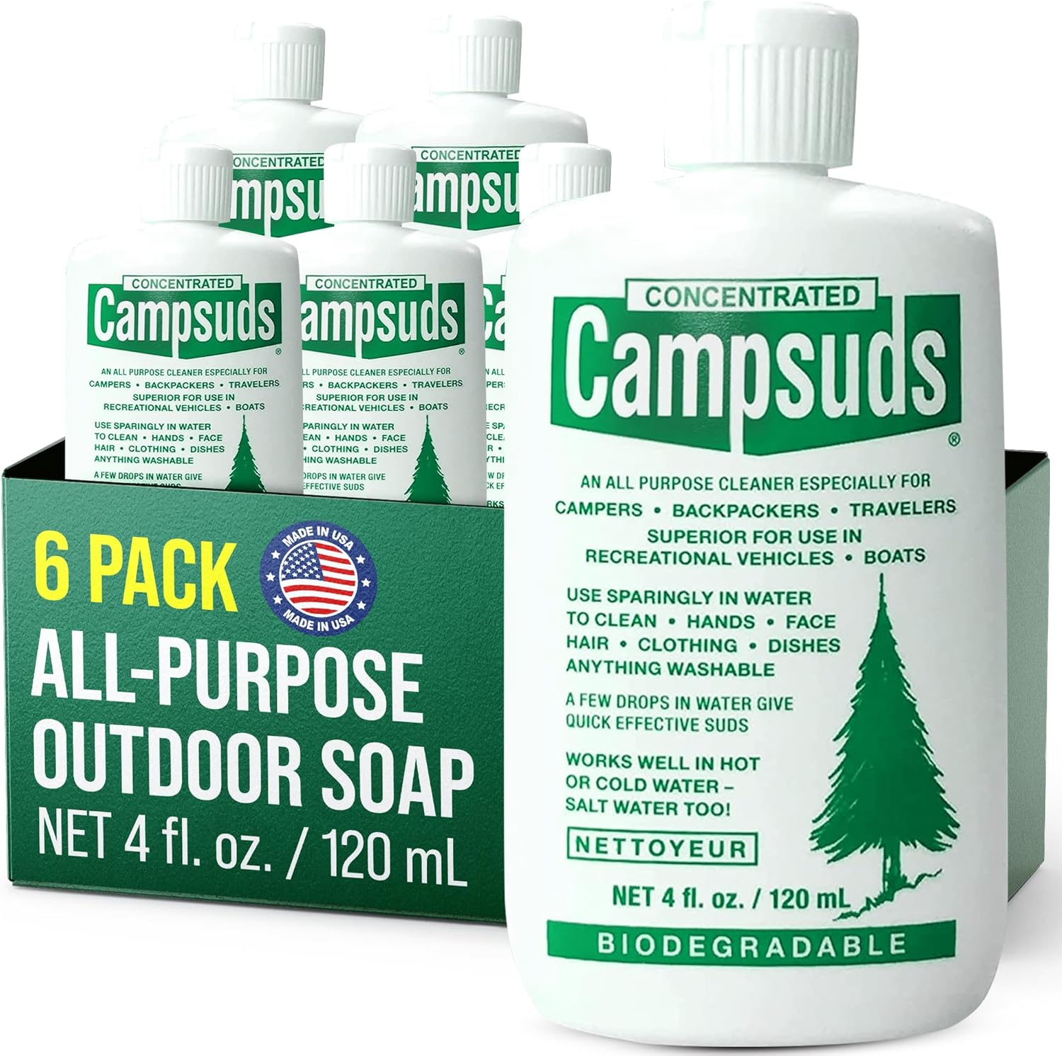Sierra Dawn Biodegradable Camping Soap - All-Purpose Camp Dish Soap, Shampoo, Body Wash - Wilderness Wash for Backpacking & Travel, 4 Fl Oz, 12 Pack