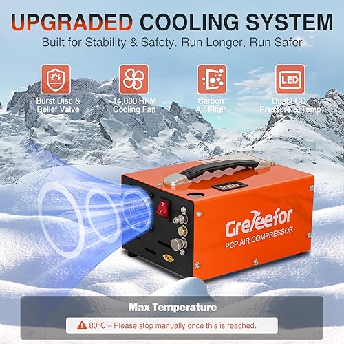 Miniatura 4 de Compresor de aire PCP, motor de 250 W, 12 V CC o 110 V220 V AC Power, parada manual, CS5-A