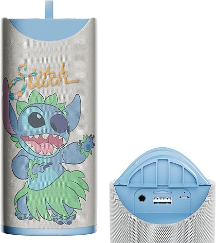 Disney Lilo and Stitch - Altavoz inalámbrico Bluetooth - Altavoz inalámbrico recargable a prueba de salpicaduras con 3 horas de reproducciónranura
