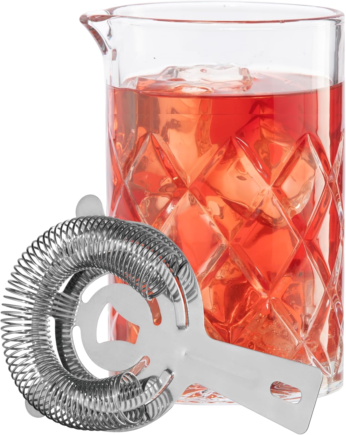 OGGI Cocktail Mixing Glass & Strainer Set - Elegant Bar Mixing Set with 16oz Glass Beaker, Essential Mixology Bartender Kit, Old Fashioned Kit, Includes Stainless Steel Hawthorne Strainer - Thumbnail 2
