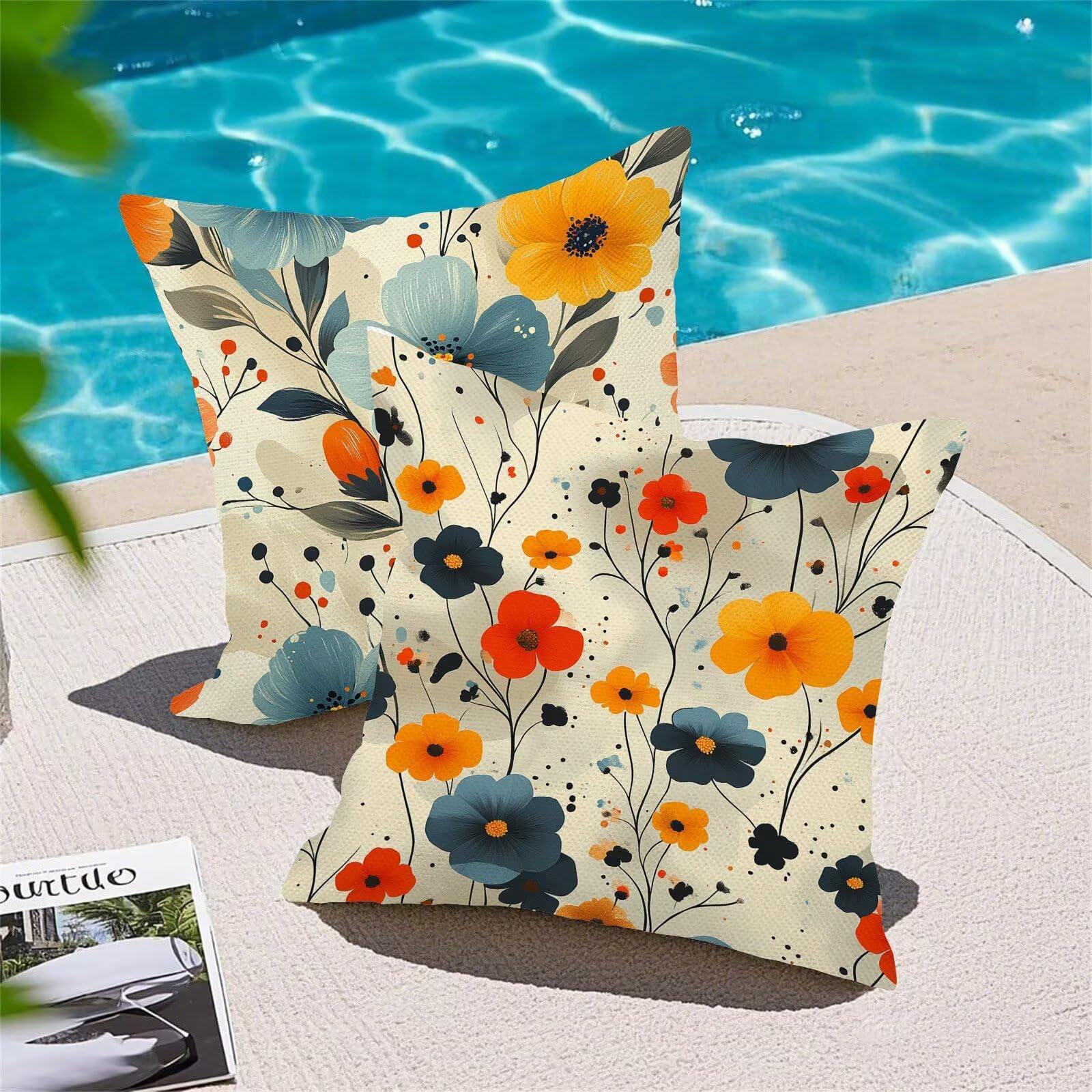 Juego de 4 Fundas Cojines Rural Flores (5) 45 x 45 cm Fundas Cojines, Decoración Moderna Cojin Exterior, para Sofá salón Coche Cama Sillas Decoración, Cuadrado Terciopelo Sofá Cojín Exterior m-475