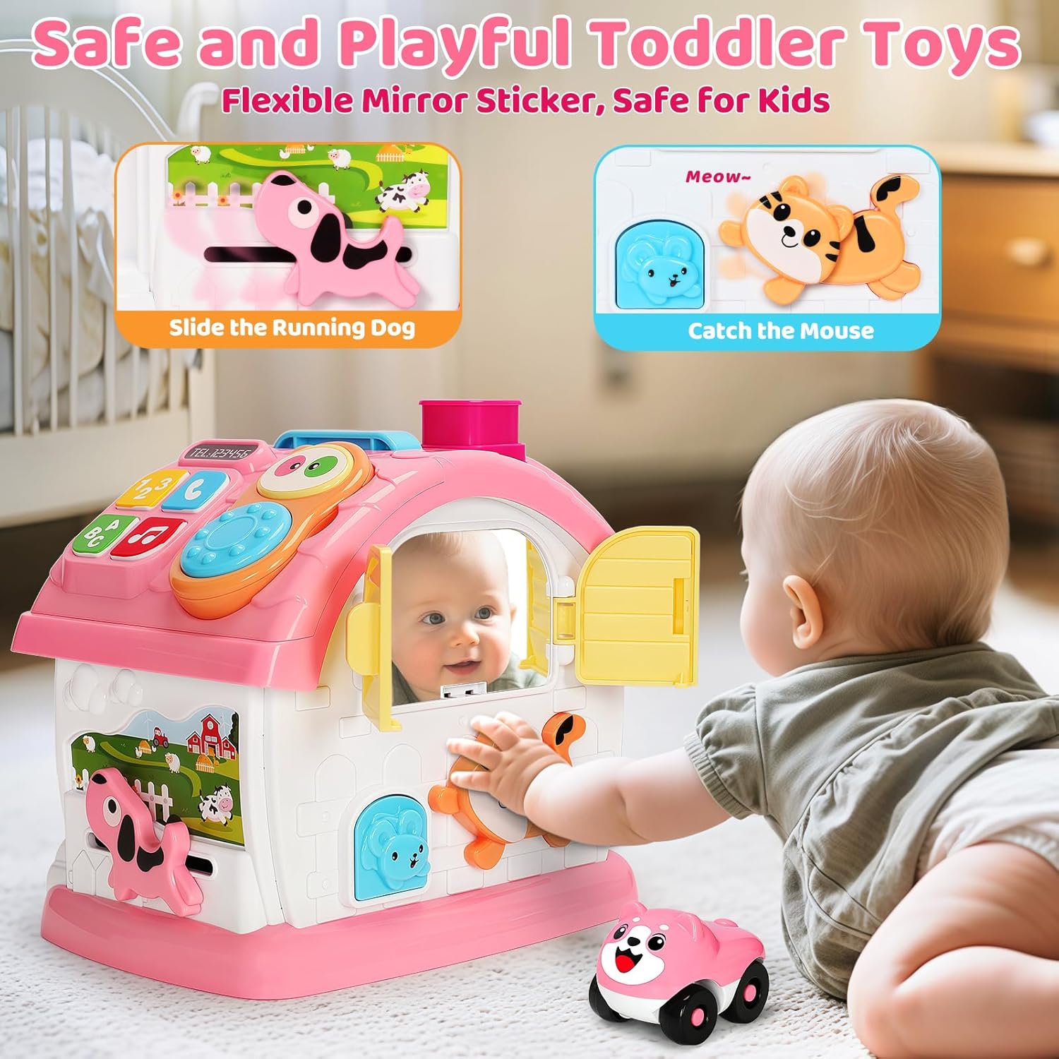 Montessori Toys for 1 Year Old Girls, Christmas First 1st Birthday Gifts for Girls, Musical Learning House Baby Toys for Ages 6 12 18 24 Months, Educational Bilingual Toy for Toddler Kids Age 1 2 3