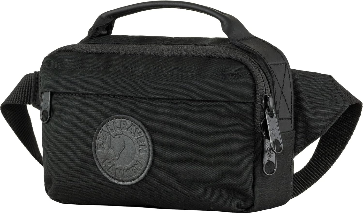 Fjällräven Kanken No. 2 Black Hip Pack - Durable G-1000 Fabric, Premium Leather Details - Travel, Commuting, Black, One Size