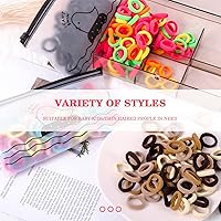 Vista 6 de 500 ligas para el cabello de bebé y niña, bandas elásticas para el cabello para niñas, 23 colores de algodón de caramelo, accesorios para el cabello