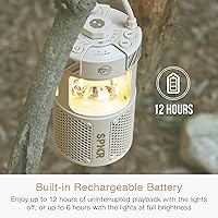 Vista 9 de MEE Audio lightSPKR Altavoz inalámbrico Bluetooth con linterna de campamento: audio de 360°, 3 modos de audio, 2 colores de luz y ajuste de brillo