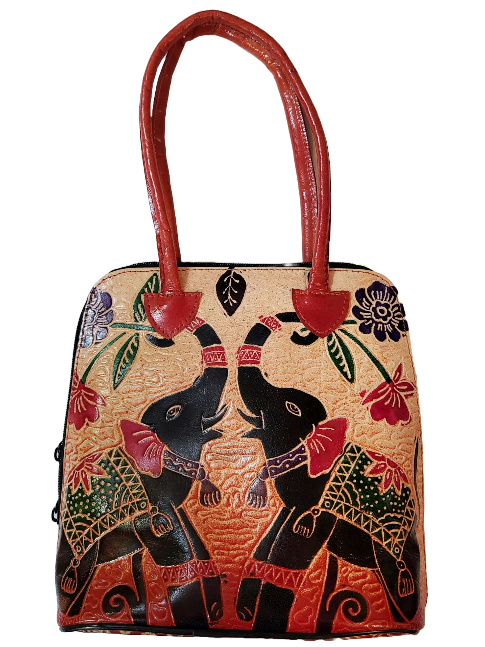 CLASSIQUE Shantiniketan Pure Leather Traditional Printed Handbag Shoulder For Women Twin Elephant Printed (B0D3M552M4) Amazon Price History, Amazon Price Tracker