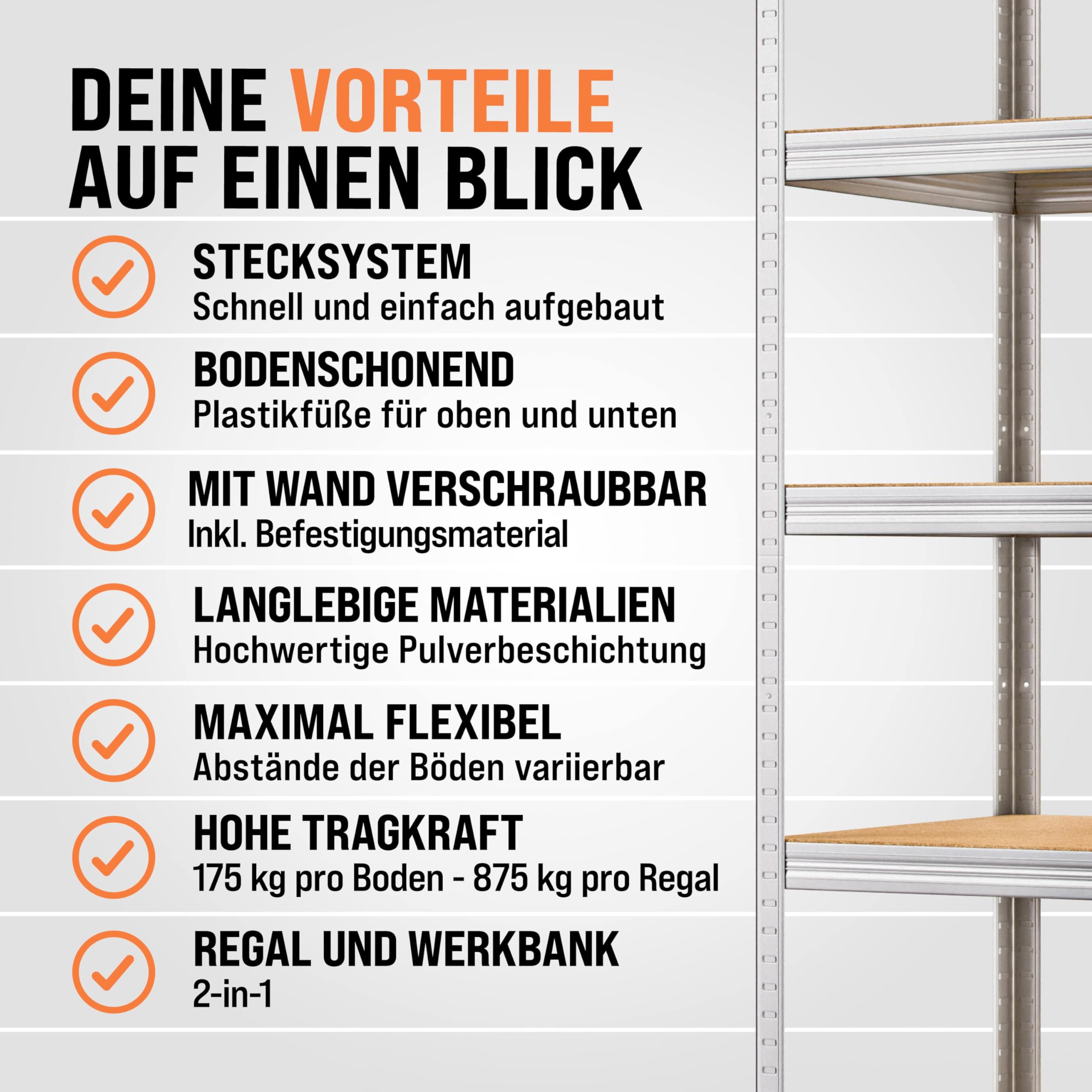 Monzana® 2X Schwerlastregal XL 180x90x60cm 1750kg 5 MDF-Platten Regal Lagerregal Kellerregal Steckregal Werkstattregal