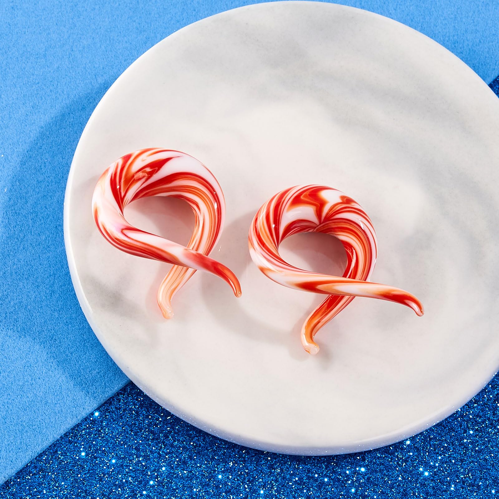 Stuppendux 2Pcs Ear Glass Spiral Tapers Plugs Tunnels Expander Hanger Gauges Earrings Stretching Body Piercings Jewelry: Style D 00G(10MM)