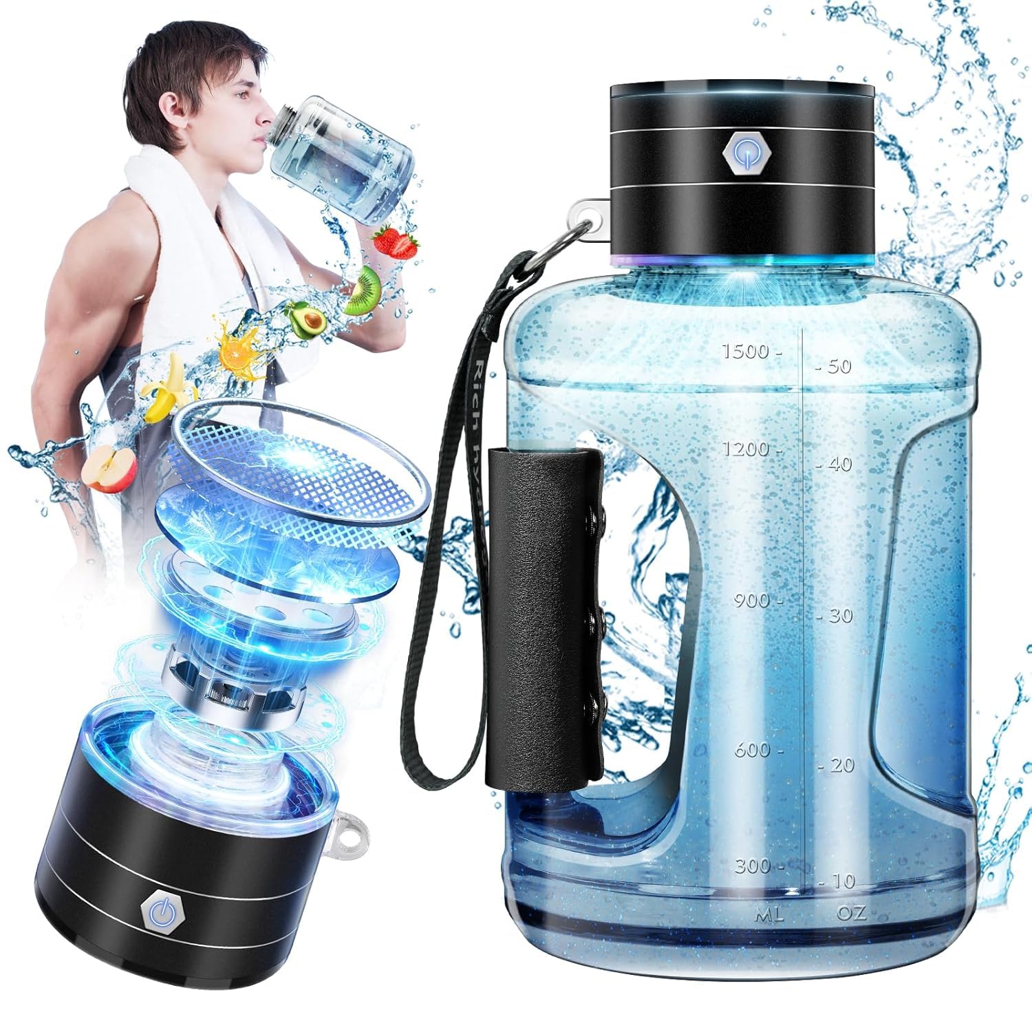 Upgrade 1.5L Hydrogen Water Bottle UK【123456789】