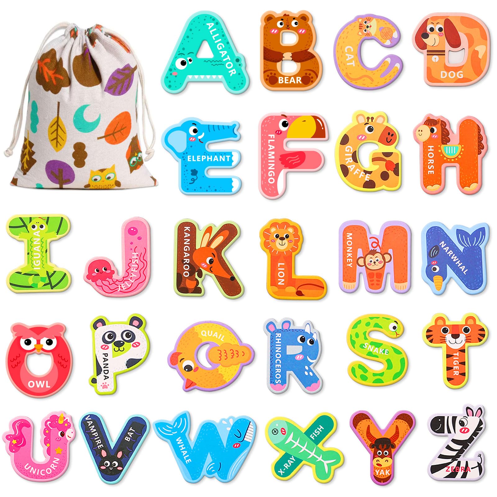 Magnetic Letters,Large Size Fridge Magnets for Kids,Alphabet ABC Magnets for Refrigerator, Capital Animal Toys, Educational Spelling Learning Games Toys for Baby Toddler Preschool — image 1