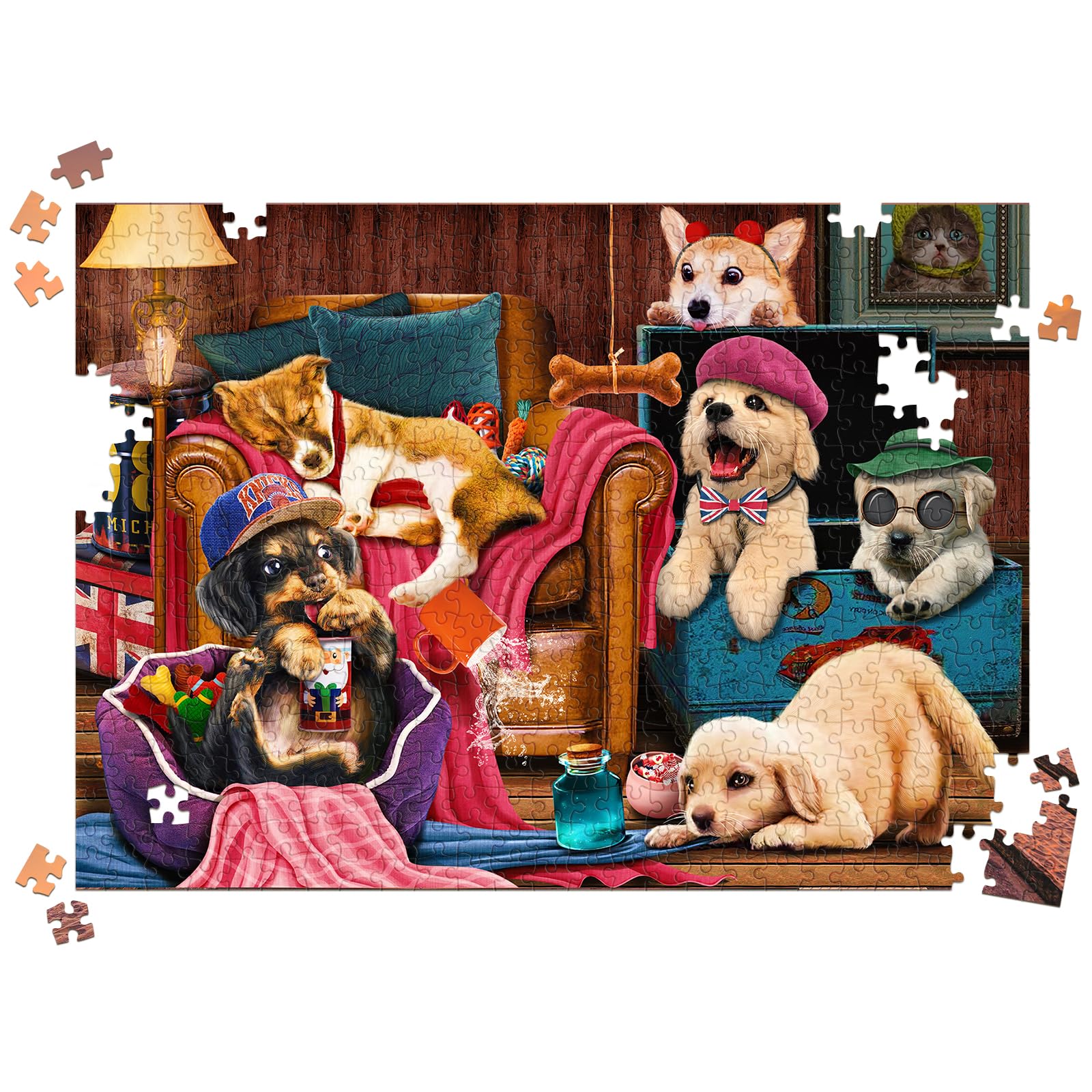 HUADADA Puzzle 1000 Pezzi Per Adulti – Puppy Dream House, 70x50 Cm, Cartone Spesso E Sicuro, Regalo Perfetto Per Gli Amanti Degli Animali