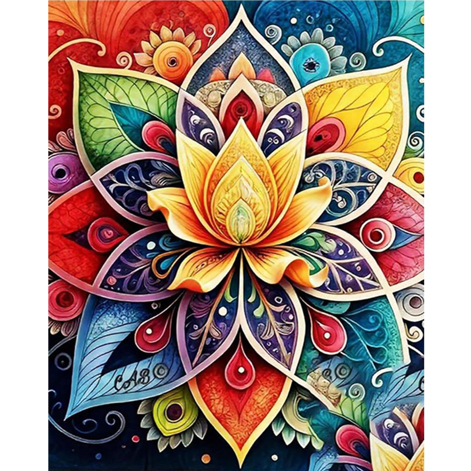 POETRYDRAW DIY Mandalas Paint by Numbers Kits Drawing Paintwork on Canvas 15.75x19.69inch Without Frame Oil Painting Kit by Numbers for Adults Beginner Home Decor Gift
