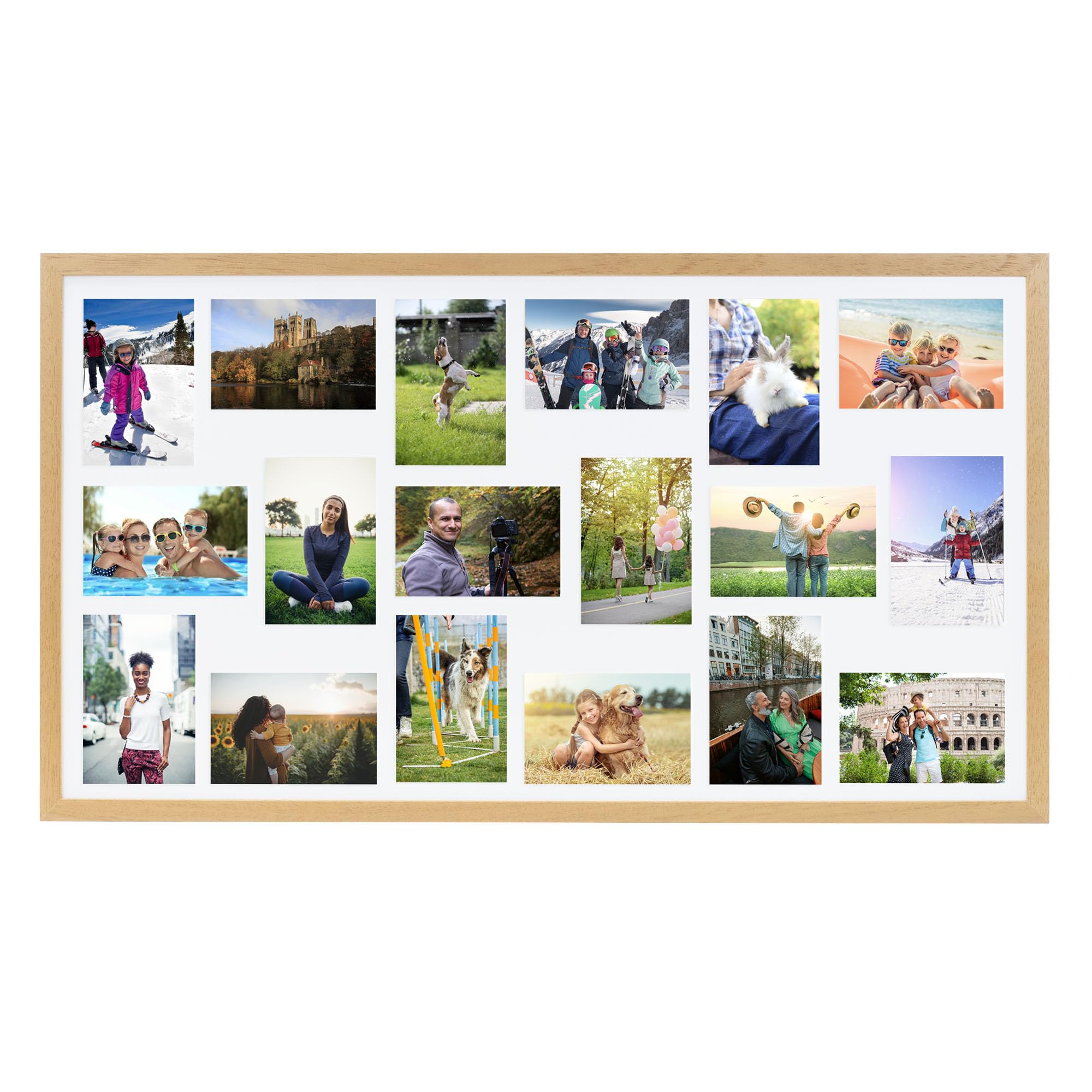 Boldon Framing Oak Photo Frames Multiple Pictures Collage Photo Frame For 18 6X4 Photos -Large Multi Picture Frames For Wall Hanging - Neatly Display Lots Of Photos In One Picture Frame