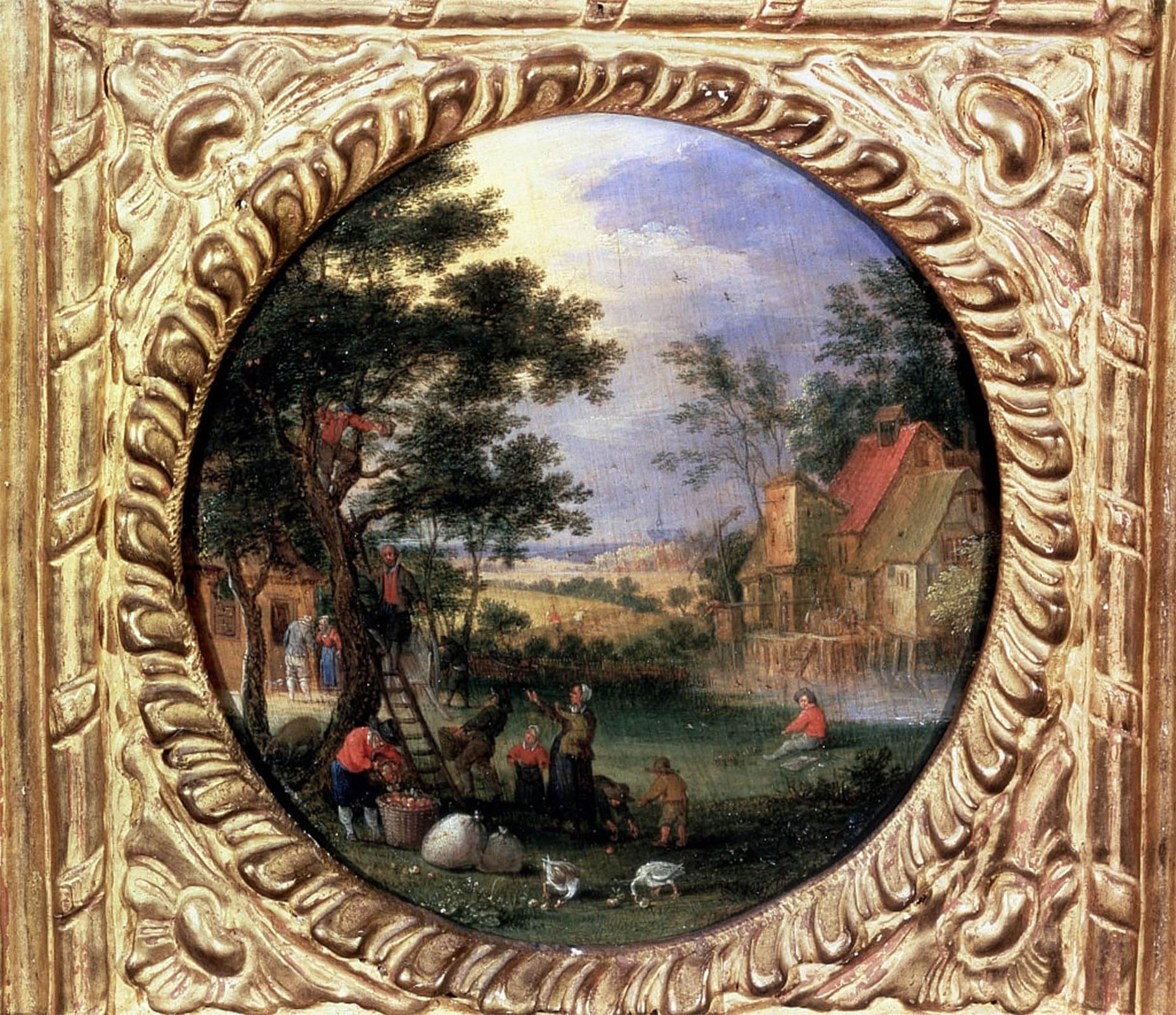 ARTXLXXBN Famous Painting Canvas Artwork Graffiti Print Gathering Fruits by Jan Brueghel the Younger Portrait Canvas Image for Home Decor 60x90cm
