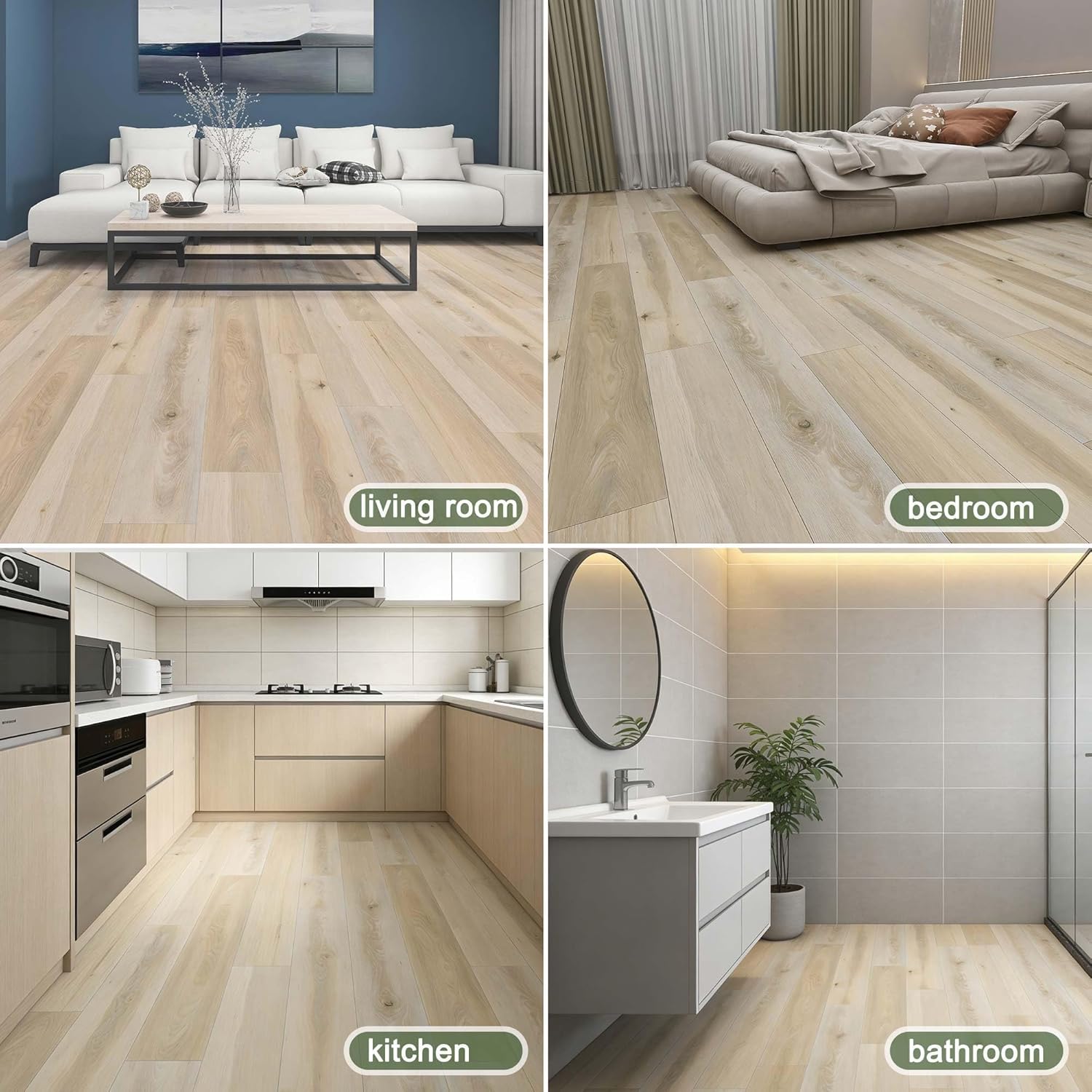 SPC Luxury Vinyl Flooring 5mm Thick | Waterproof Click Lock Rigid Core | IXPE Soundproof Underlayment | Easy Install Wood Look Plank​,10 Planks (21.5 Sq. Ft) (Hickory)