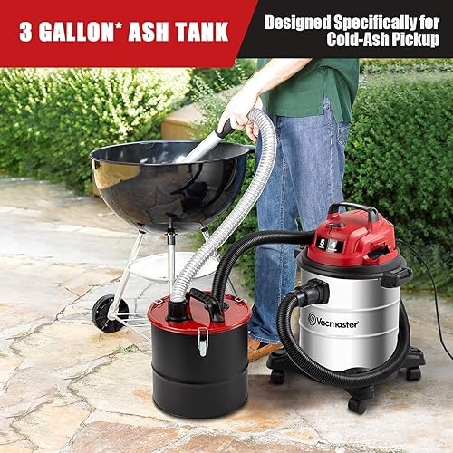 Miniatura 7 de Vacmaster VOC508S 1102 Aspiradora de acero inoxidable en seco y húmedo de 5 galones y tanque de cenizas de 3 galones