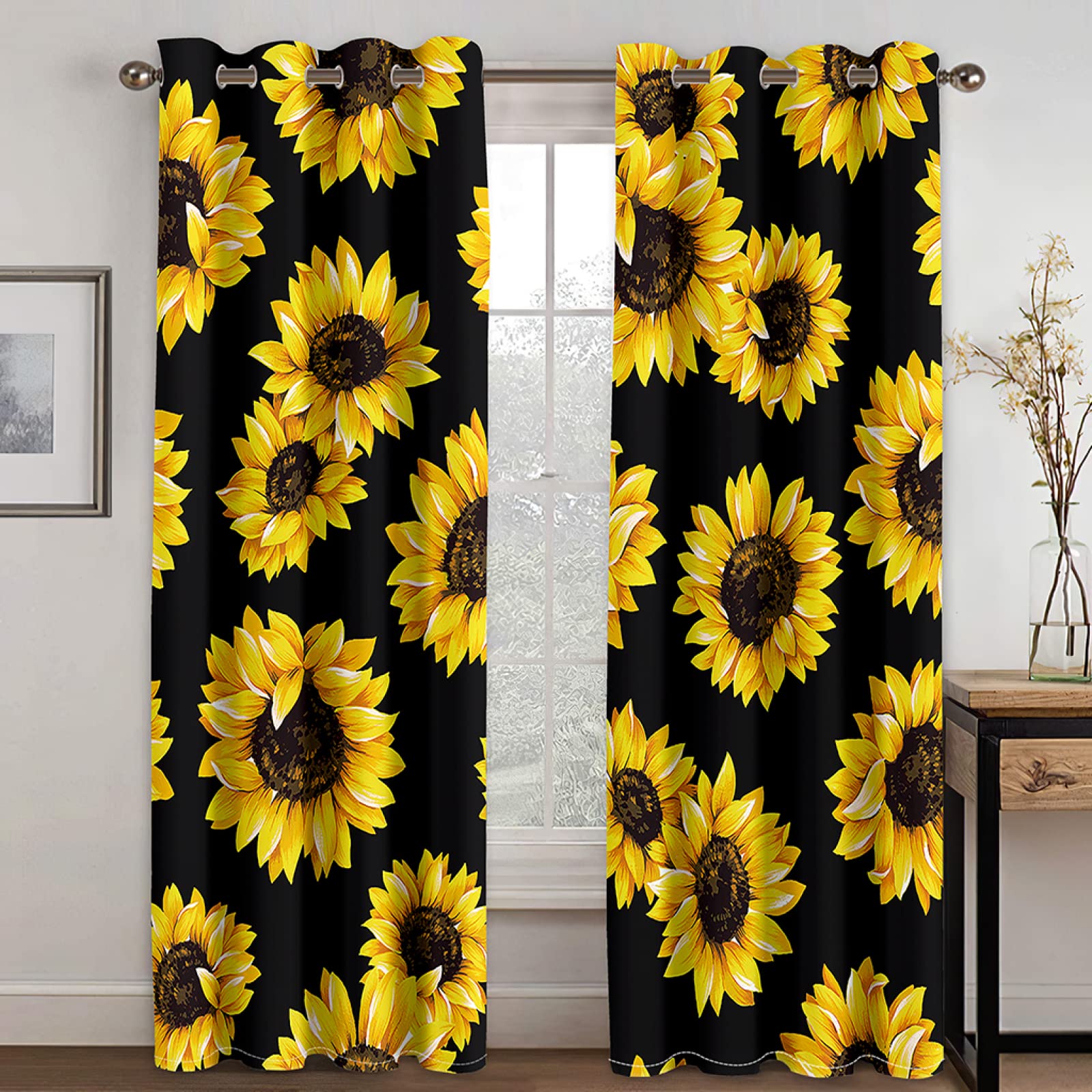 Vorhang Blickdicht Verdunklungsvorhänge Gardienen 2-SetBlume 150x166cm