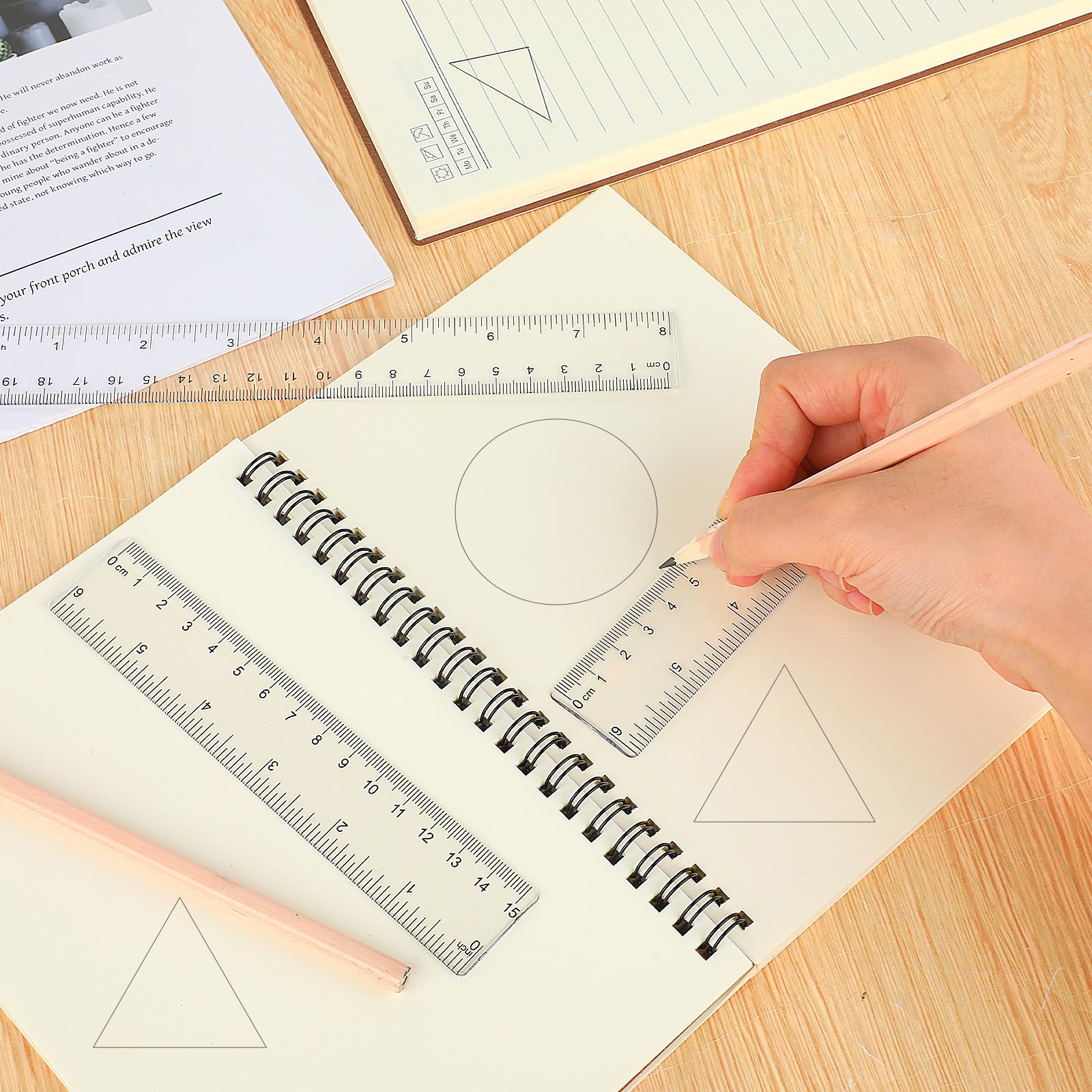 10 Pcs Clear Ruler, Clear Plastic Ruler 6 Inch 8 Inch Transparent Shatterproof Straight Rulers with Inches and Centimeters for School Classroom Home Office - Image 5