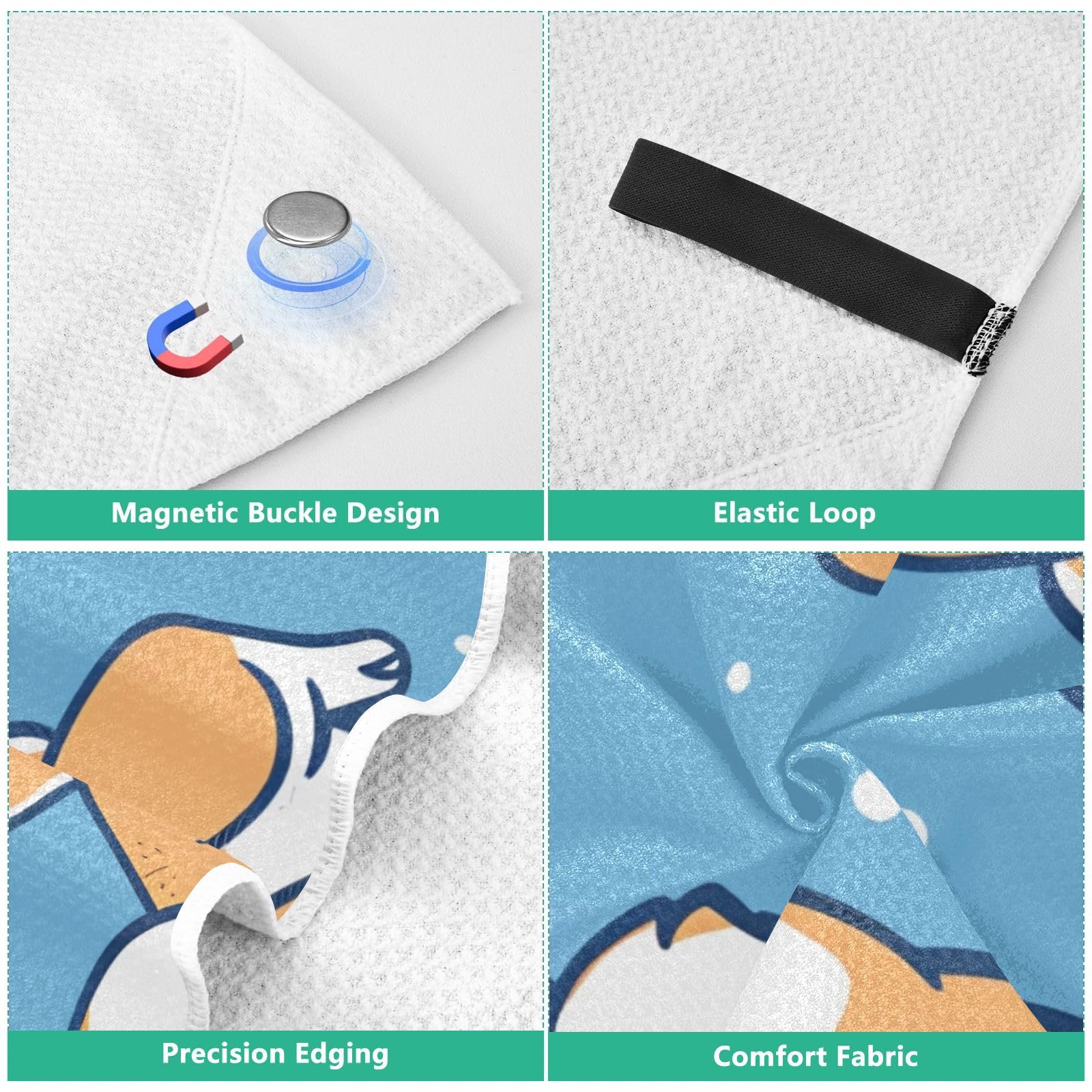 Toallas de playa grandes con bolsas de malla para adultos, lindo perro Shiba con huesos, toalla de baño con cierre magnético, toalla absorbente de secado rápido para piscina, camping y viajes
