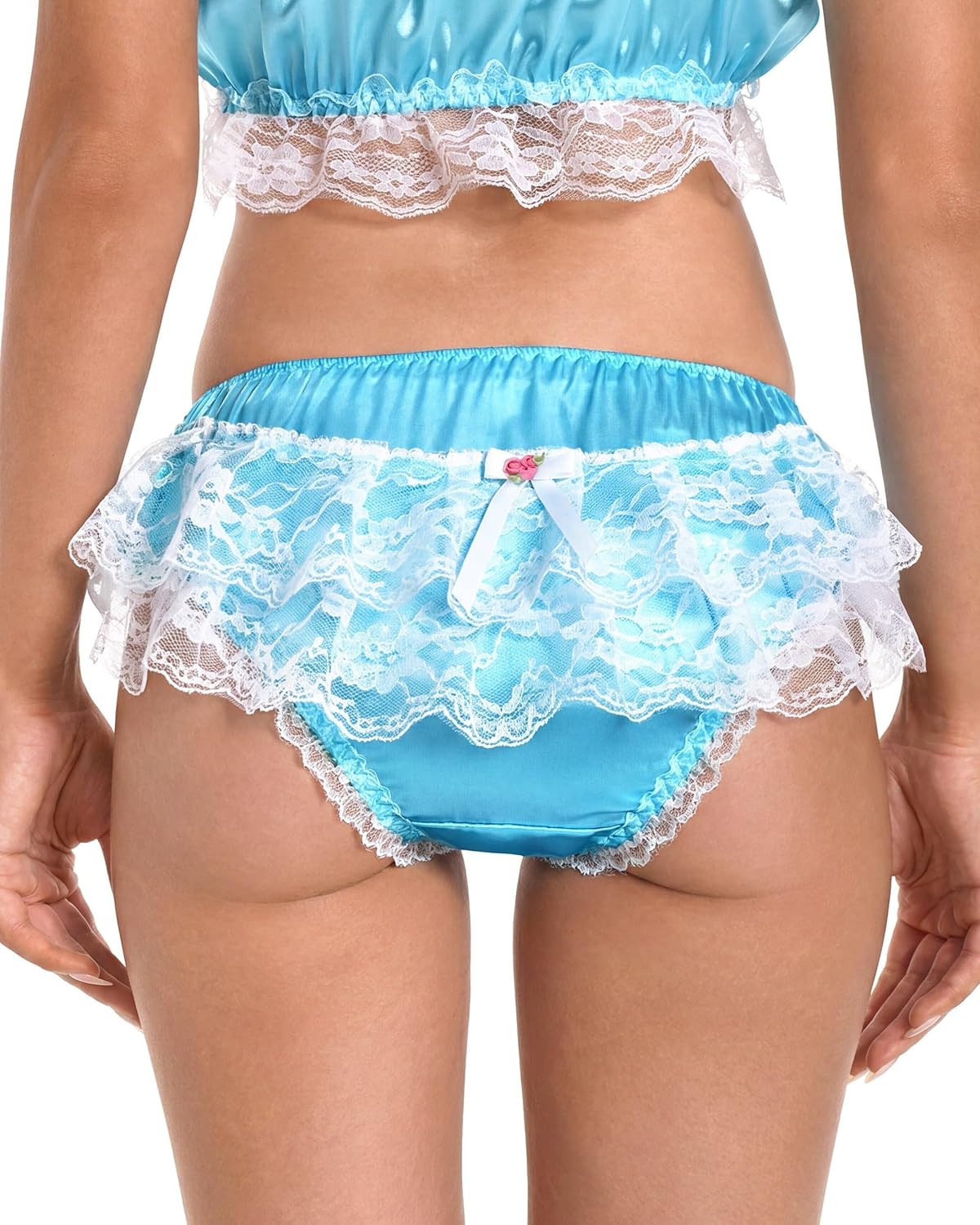 Satini Frilly Sissy Soft Lace Knickers Briefs Satin Panties - Image 6