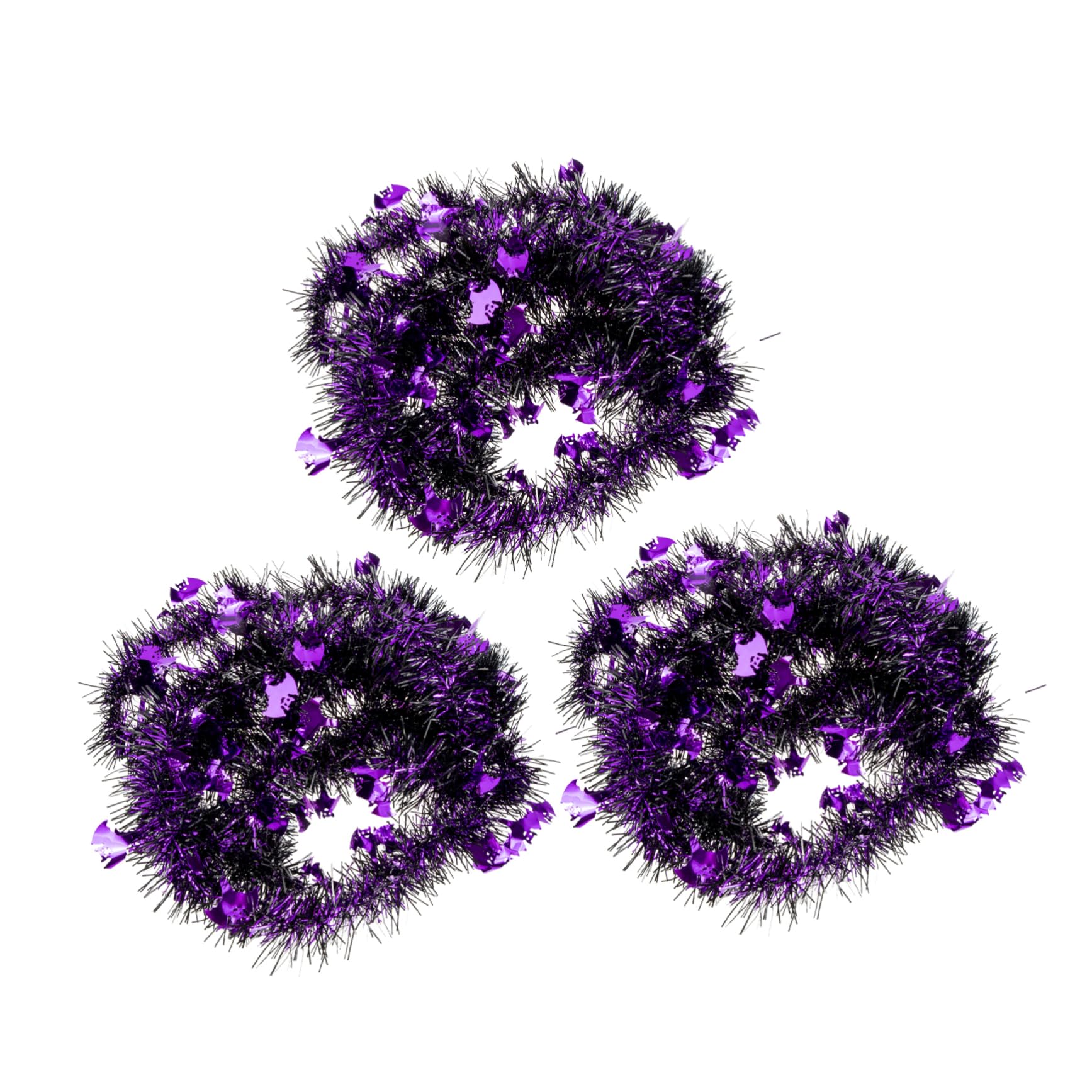 OSOLADY 3pcs Metallic Halloween Tinsel Garland Decorations Shiny Ornaments for Decor Lightweight Bendable Pumpkin Skull Design for Festive Atmosphere