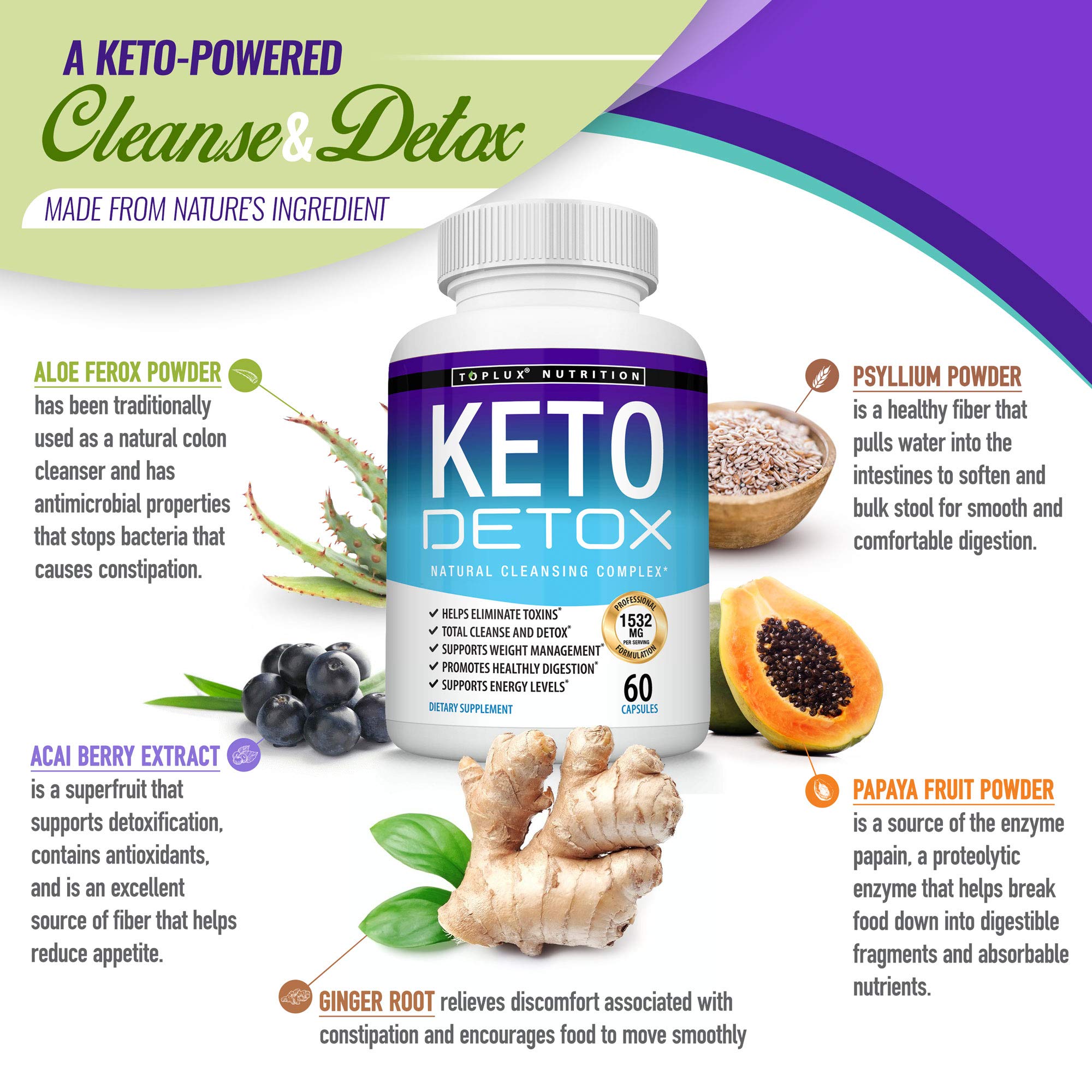 Keto Detox Pills Advanced Cleansing Extract 1532 Mg Natural Acai