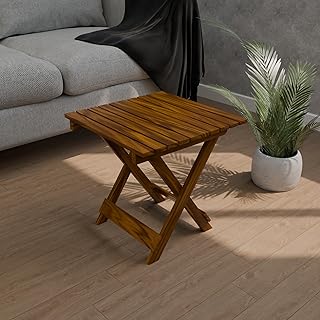 Ereteken ART Patio Folding End Table/Tea Table,Outdoor Wooden Square Portable End Table/Picnic Table for Camping & Dining/ Price In India