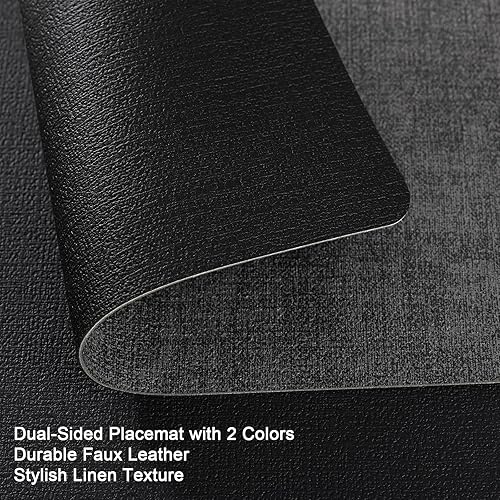 Miniatura 2 de Myir JUN Juego de 6 manteles individuales de doble cara, de piel sintética, para interiores y exteriores, para mesa de comedor, manteles