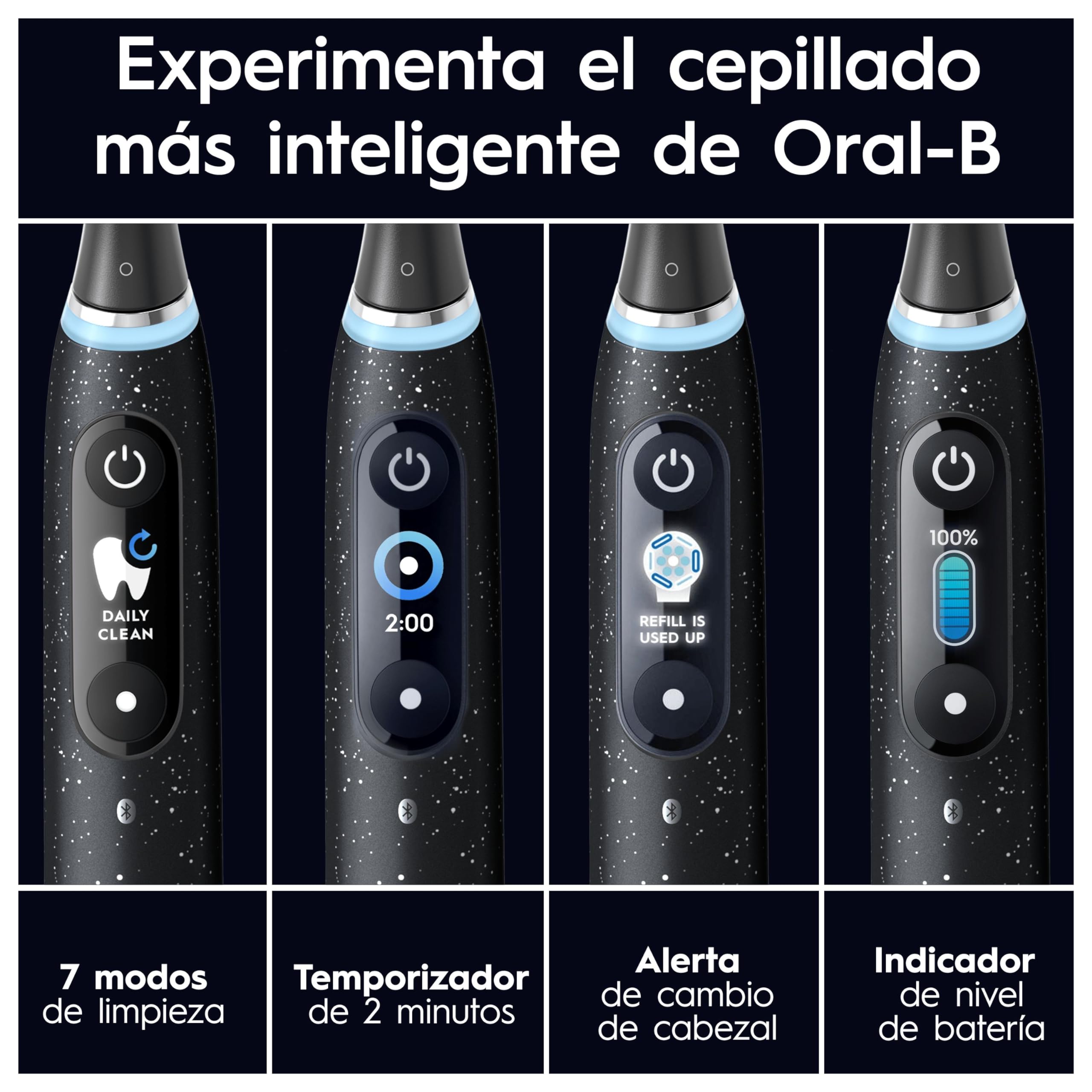 Oral-B iO 10 Cepillo de Dientes Eléctrico con 1 Cabezal, Negro - Cepillo Dental con 7 Modos de Cepillado, Sensor de Presión Y Carga Rápida, Estuche Cargador de Viaje, Diseñado por Braun