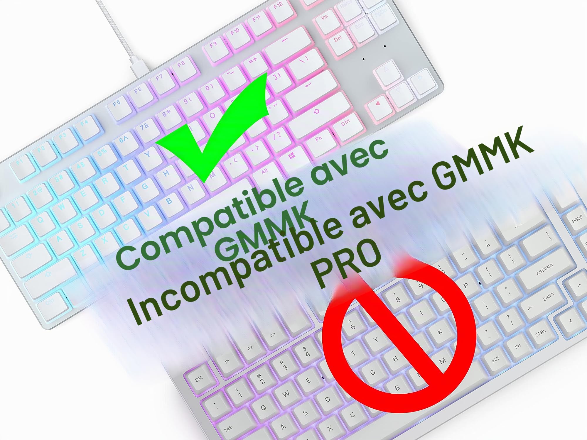 Glorious PC Gaming Race Compatible Aura Keycaps - 105 Keycaps, ANSI, US-Layout, weiß