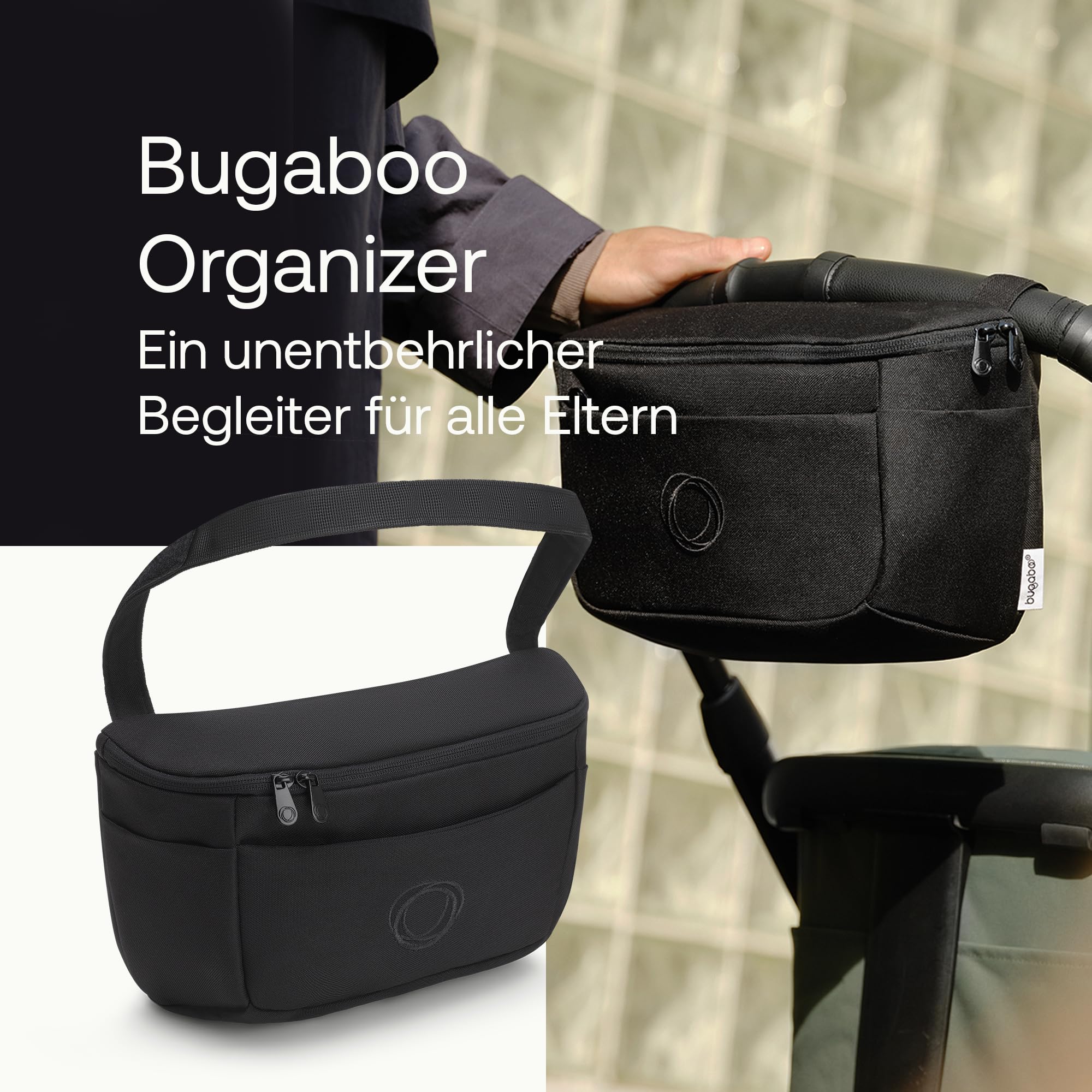 Bugaboo Kinderwagen Organizer-Tasche mit leicht zugänglichen Fächern. Praktisches Accessoire für alle Baby-Essentials in Midnight Black