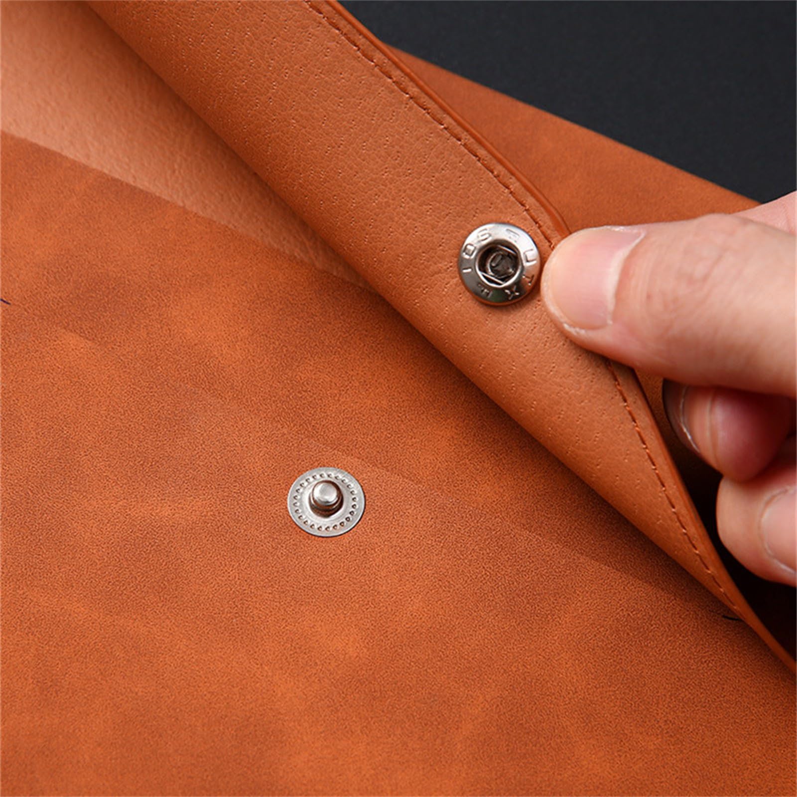 LYVQZPWLRcartella PU pelle, Cartelle portadocumenti in pelle A4, borsa portadocumenti impermeabile con bottone a pressione(Bruin)
