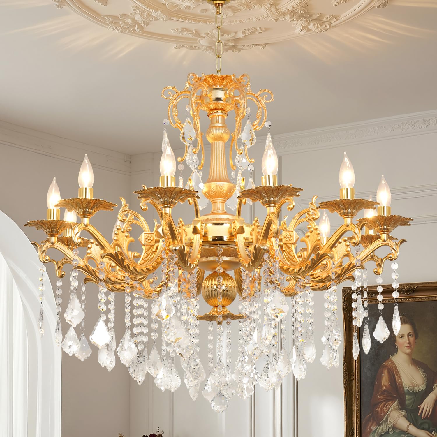 Photo 1 of GMlixin 12-Light Crystal Chandelier, Gold