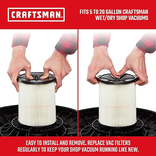 Miniatura 3 de CRAFTSMAN CMXZVBE38779 Filtros de vacío de repuesto para aspiradora de uso general y aplicación húmeda, para la mayoría de aspiradoras CRAFTSMAN