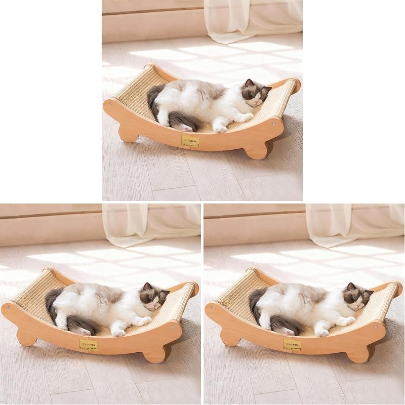Tapete Arranhador para Gatos com Cama Suspensa em Sisal Natural CHEERHOME PETS Grande, Pacote com 3