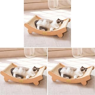 CHEERHOME PETS Sisal Cat Scratcher Bed for Indoor Cats Hammock for Scratching Pad Cat Chair Natural Sisal Scratch Post for Large Cats Scratcher Lounge, Wooden Cat Furniture(Large) (Pack of 3)